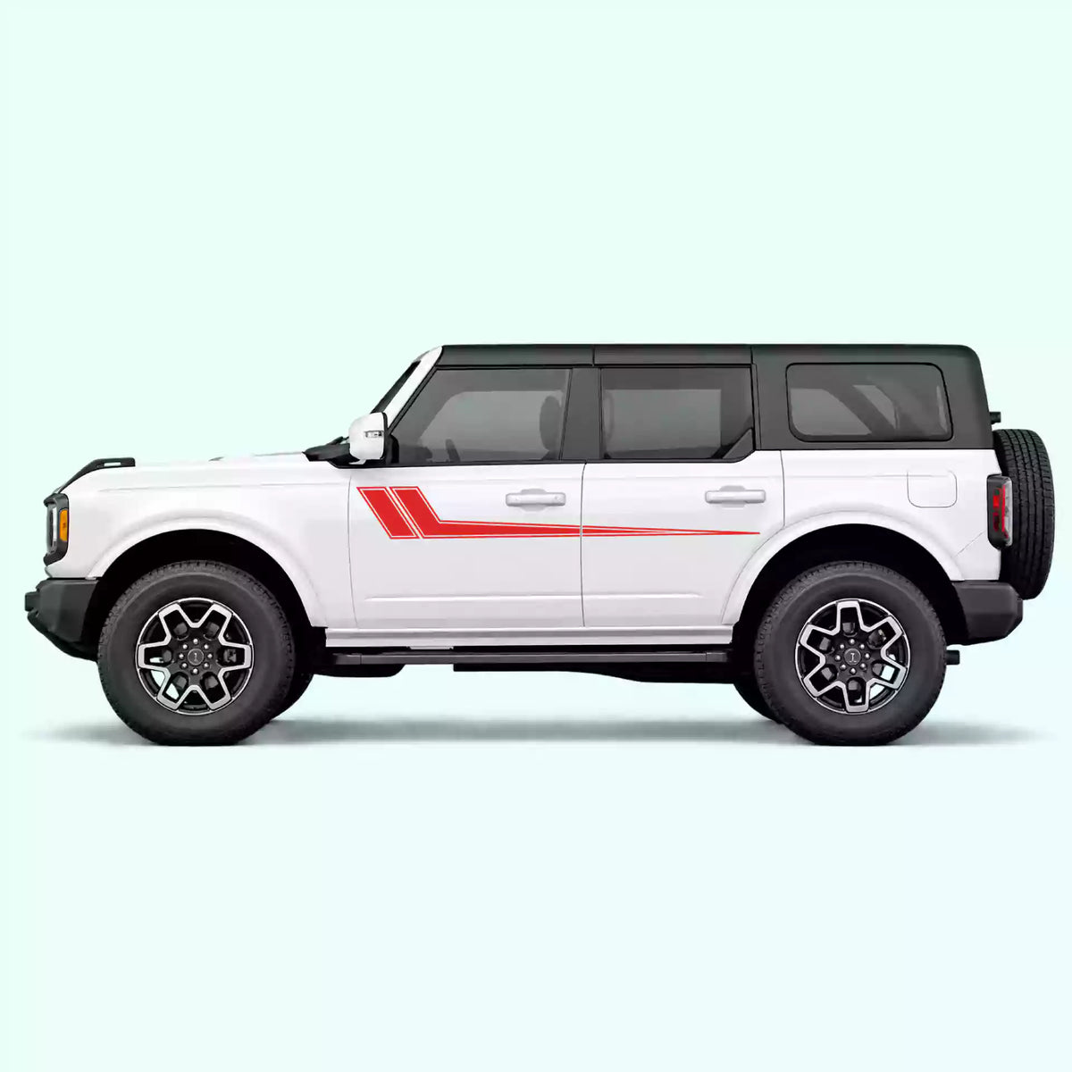 6th Gen Ford Bronco Hockey Side Stripes Vinyl Graphics Kit Red