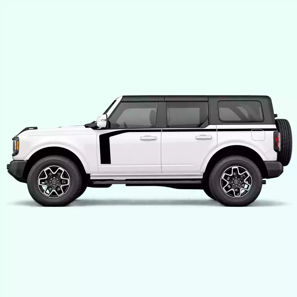 6th Gen Ford Bronco Hockey Stick Side Stripes Vinyl Graphics Kit Black