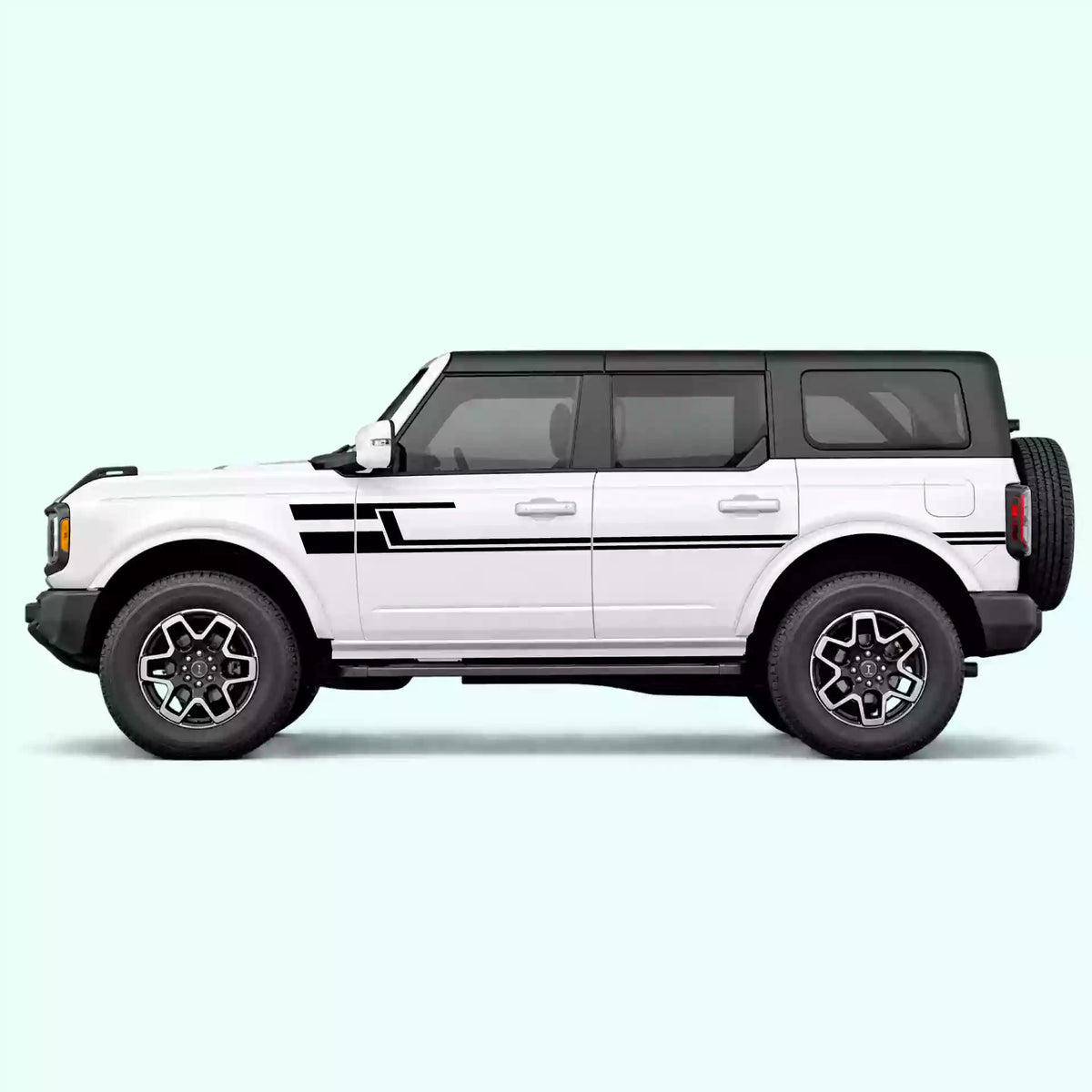 6th Gen Ford Bronco Liner Side Stripes Vinyl Graphics Kit Black