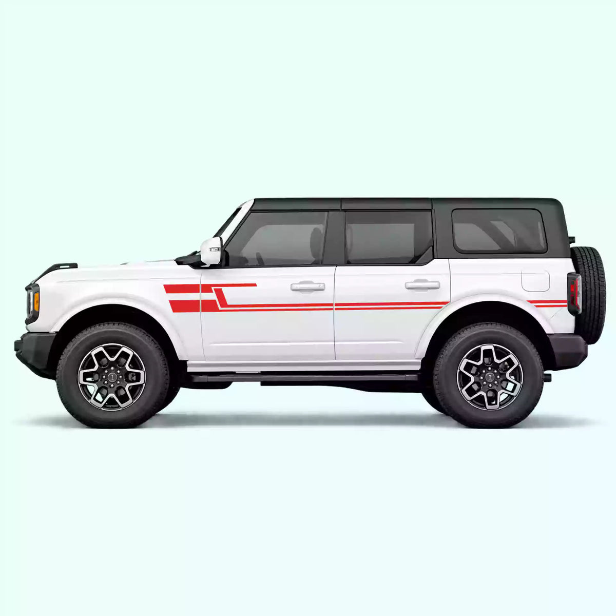 6th Gen Ford Bronco Liner Side Stripes Vinyl Graphics Kit Red