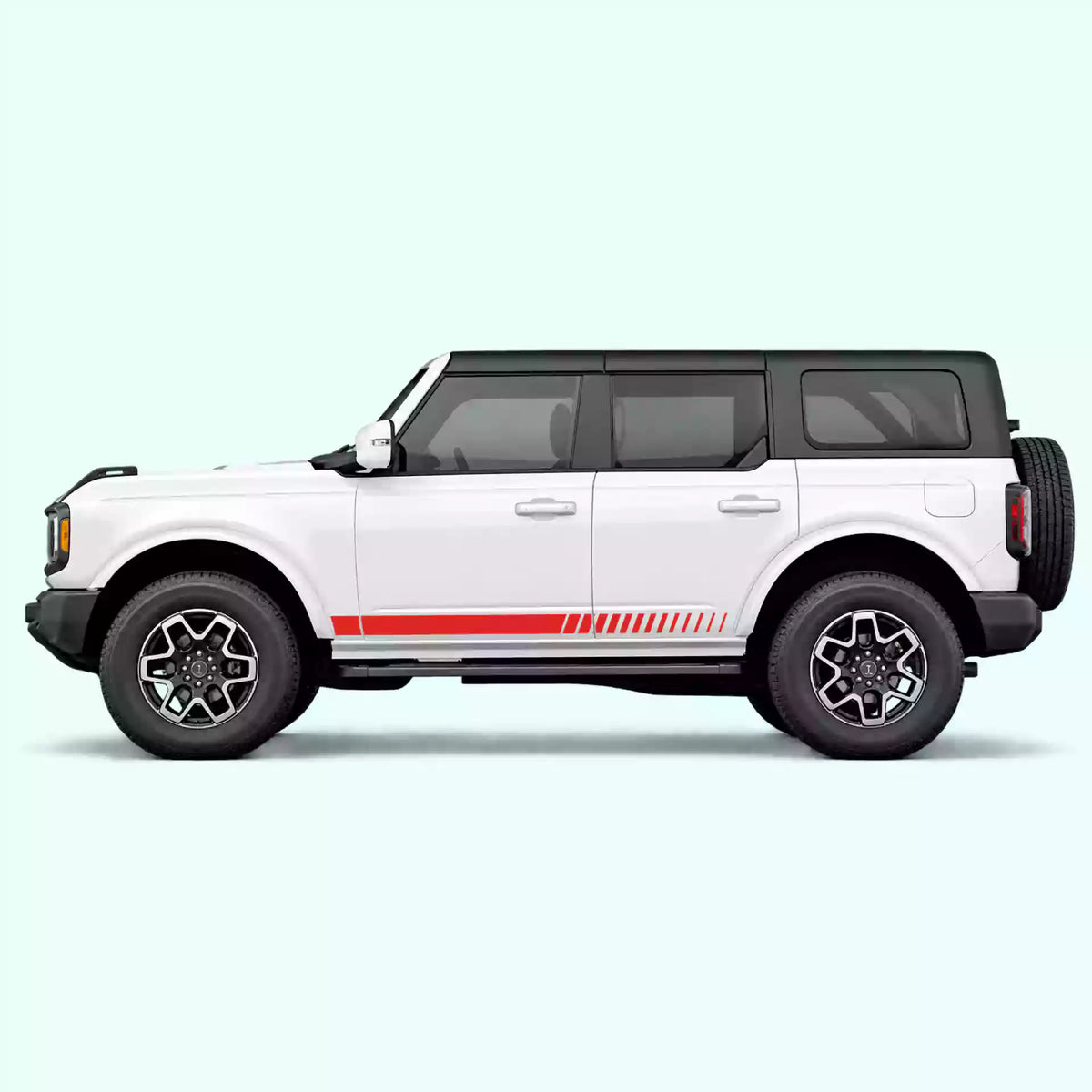 6th Gen Ford Bronco Lower Side Stripes Vinyl Graphics Kit Red