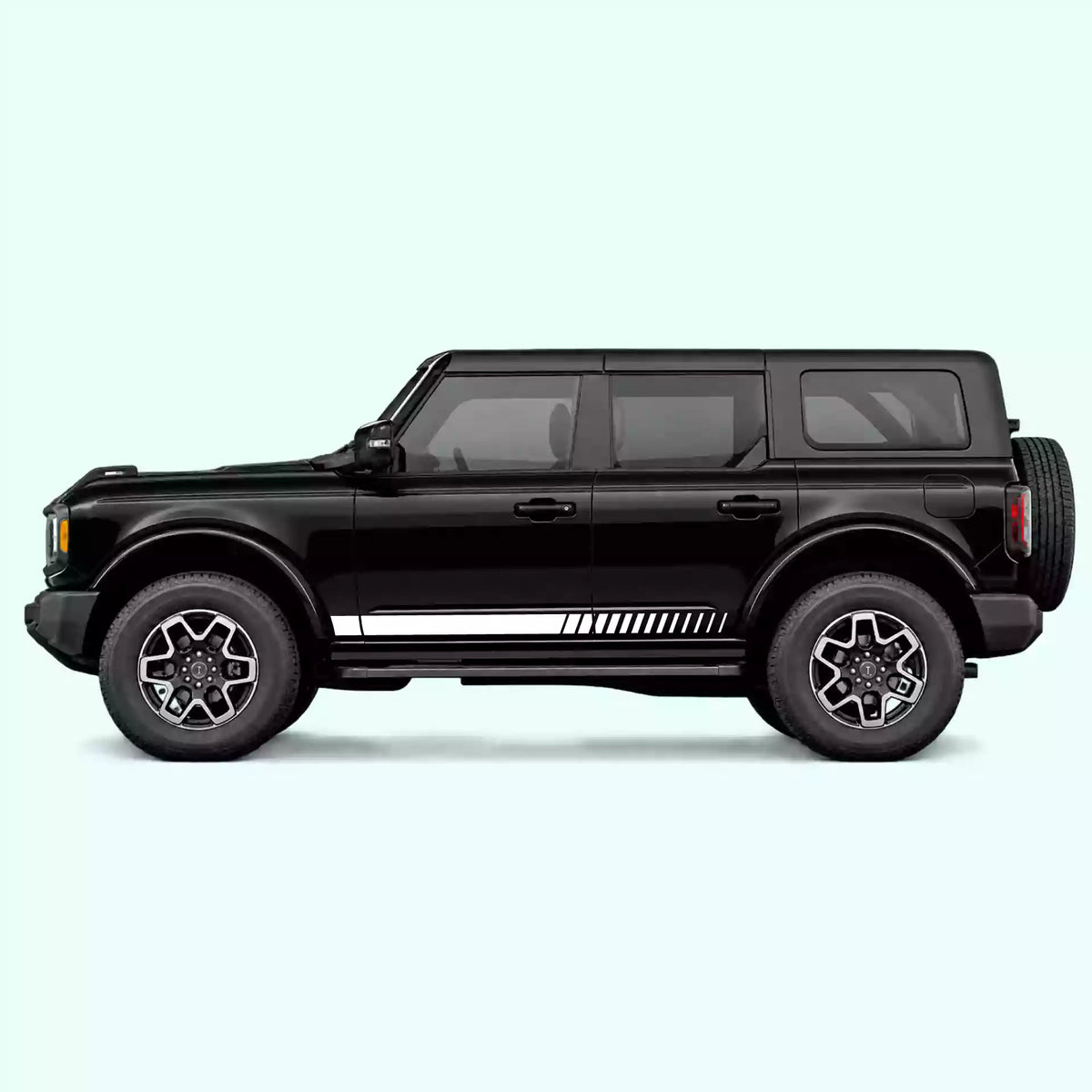 6th Gen Ford Bronco Lower Side Stripes Vinyl Graphics Kit White