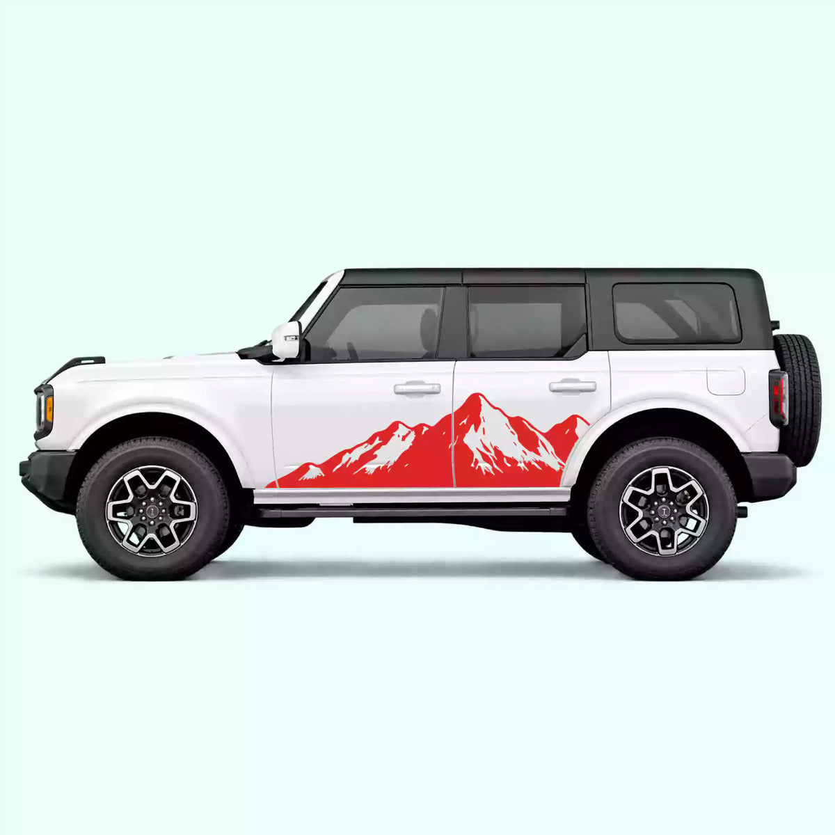 6th Gen Ford Bronco Mountain Range Side Decals Vinyl Graphics Kit Red