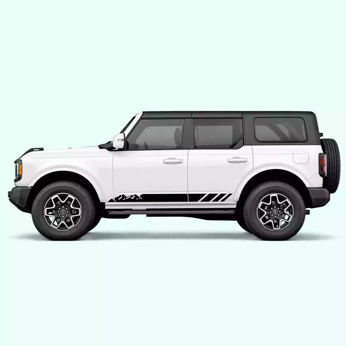 6th Gen Ford Bronco Mountain Side Stripes Vinyl Graphics Kit Black