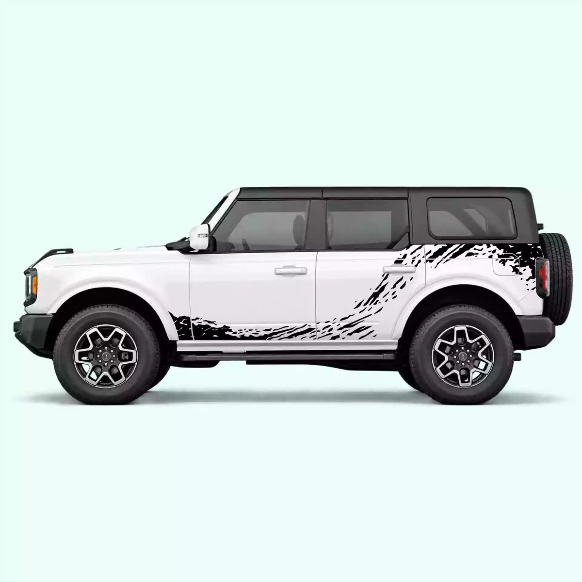 6th Gen Ford Bronco Mud Splash Rocker & Side Vinyl Graphics Kit Black