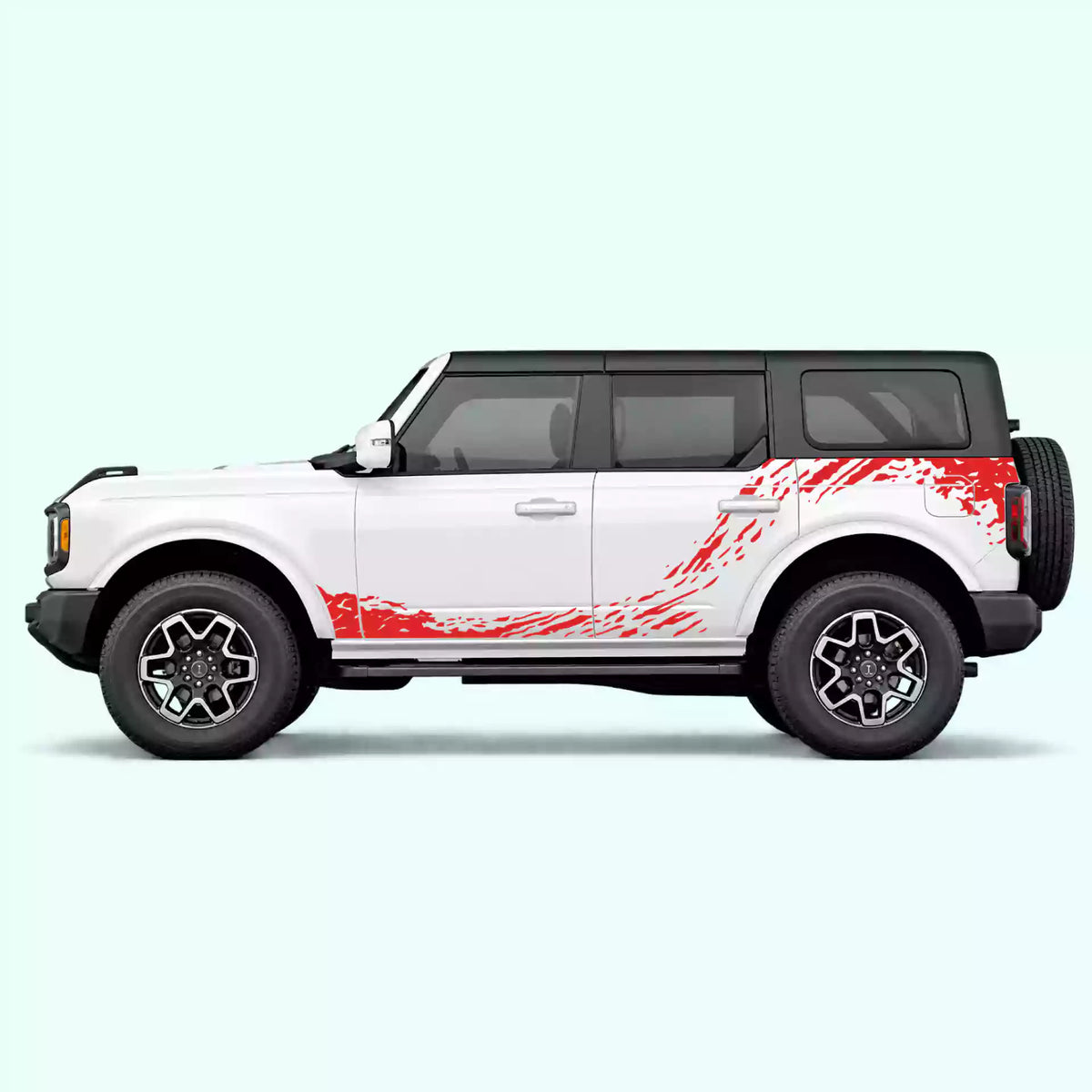 6th Gen Ford Bronco Mud Splash Rocker & Side Vinyl Graphics Kit Red
