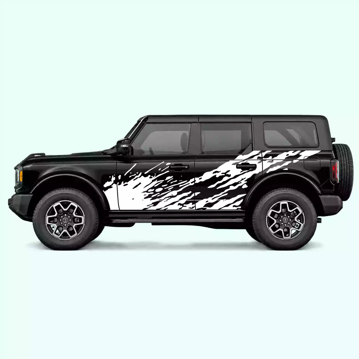 6th Gen Ford Bronco Mud Splash Side Decals Vinyl Graphics Kit White