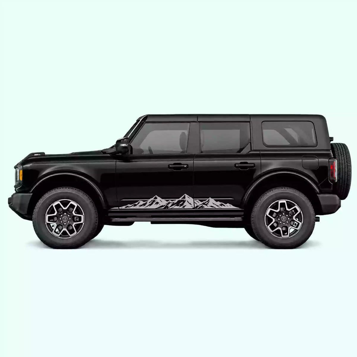 6th Gen Ford Bronco Peak Mountain Rocker Stripes Vinyl Graphics Kit Gray
