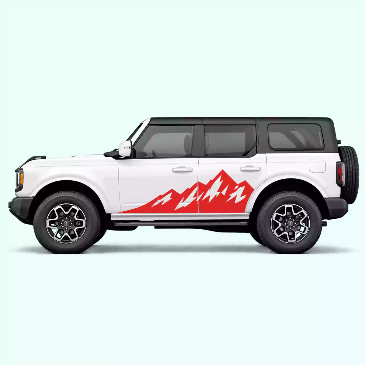 6th Gen Ford Bronco Peak Mountain Side Decals Vinyl Graphics Kit Red