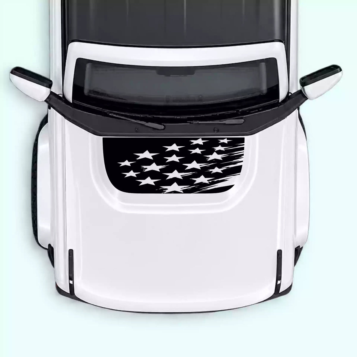 6th Gen Ford Bronco Shattered American Flag Hood Decal Vinyl Graphics Kit Black