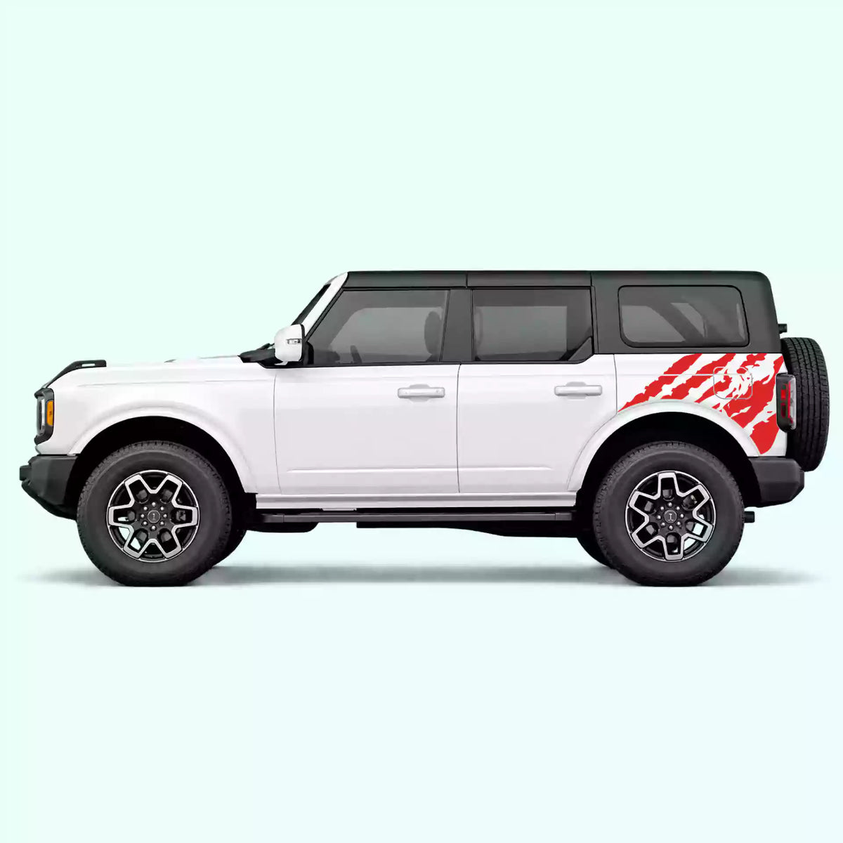 6th Gen Ford Bronco Shred Side Decals Vinyl Graphics Kit Red
