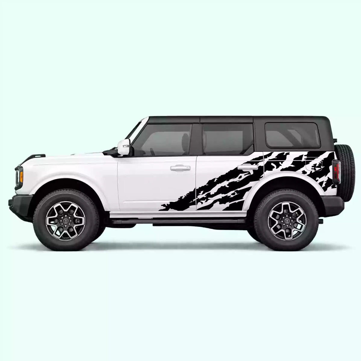 6th Gen Ford Bronco Shredded Side Decals Vinyl Graphics Kit Black