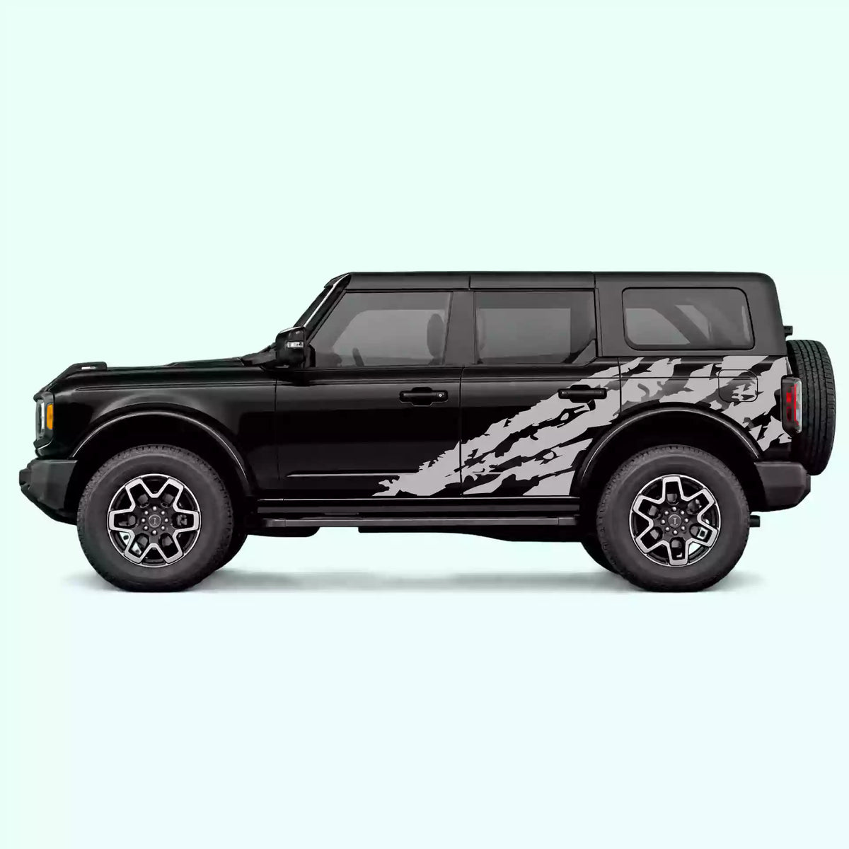 6th Gen Ford Bronco Shredded Side Decals Vinyl Graphics Kit Gray