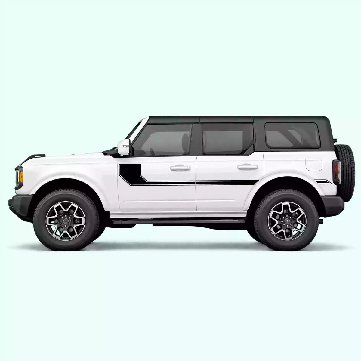 6th Gen Ford Bronco Side Line Stripes Vinyl Graphics Kit Black