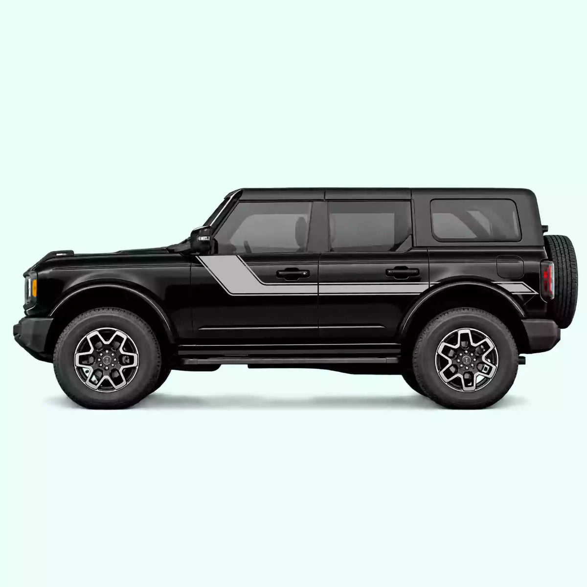 6th Gen Ford Bronco Side Rally Stripes Vinyl Graphics Kit Gray