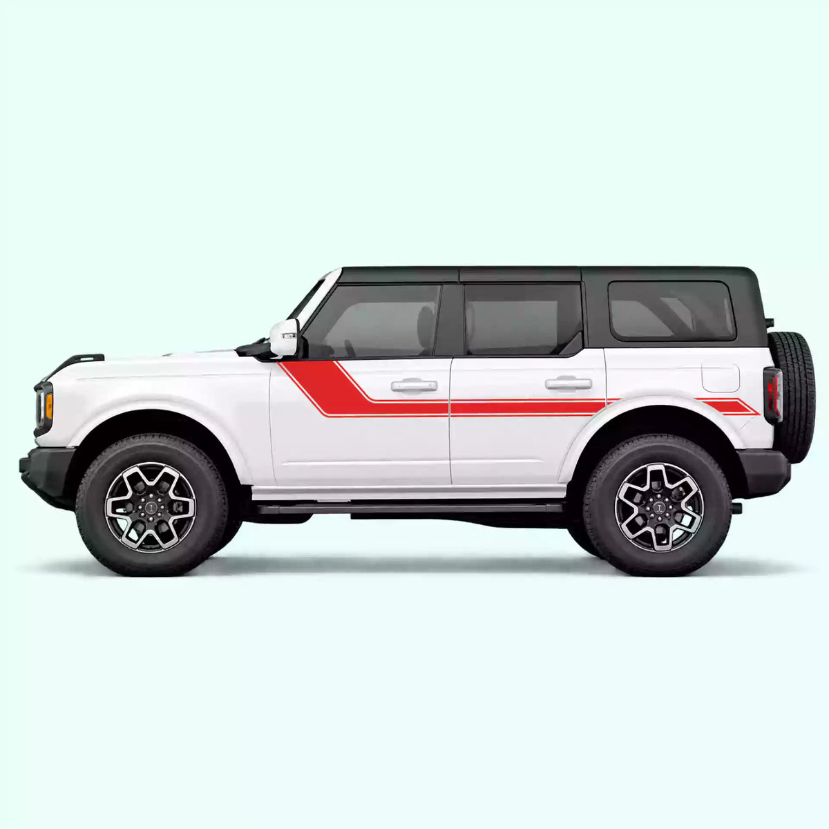 6th Gen Ford Bronco Side Rally Stripes Vinyl Graphics Kit Red