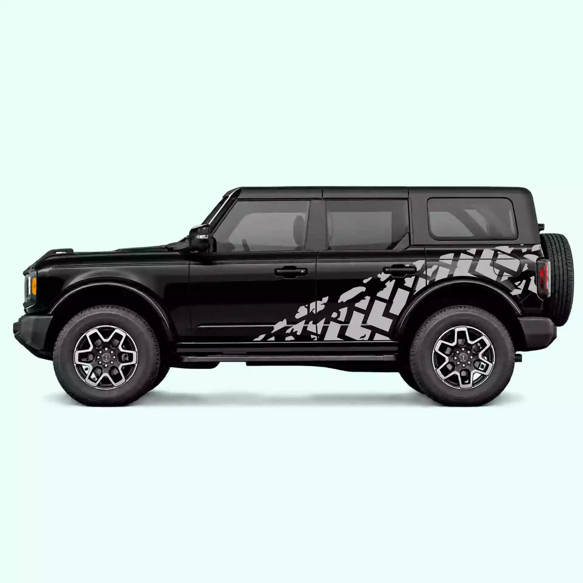 6th Gen Ford Bronco Tire Tracks Side Decals Vinyl Graphics Kit Gray