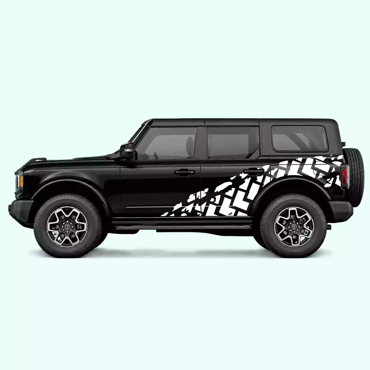 6th Gen Ford Bronco Tire Tracks Side Decals Vinyl Graphics Kit White