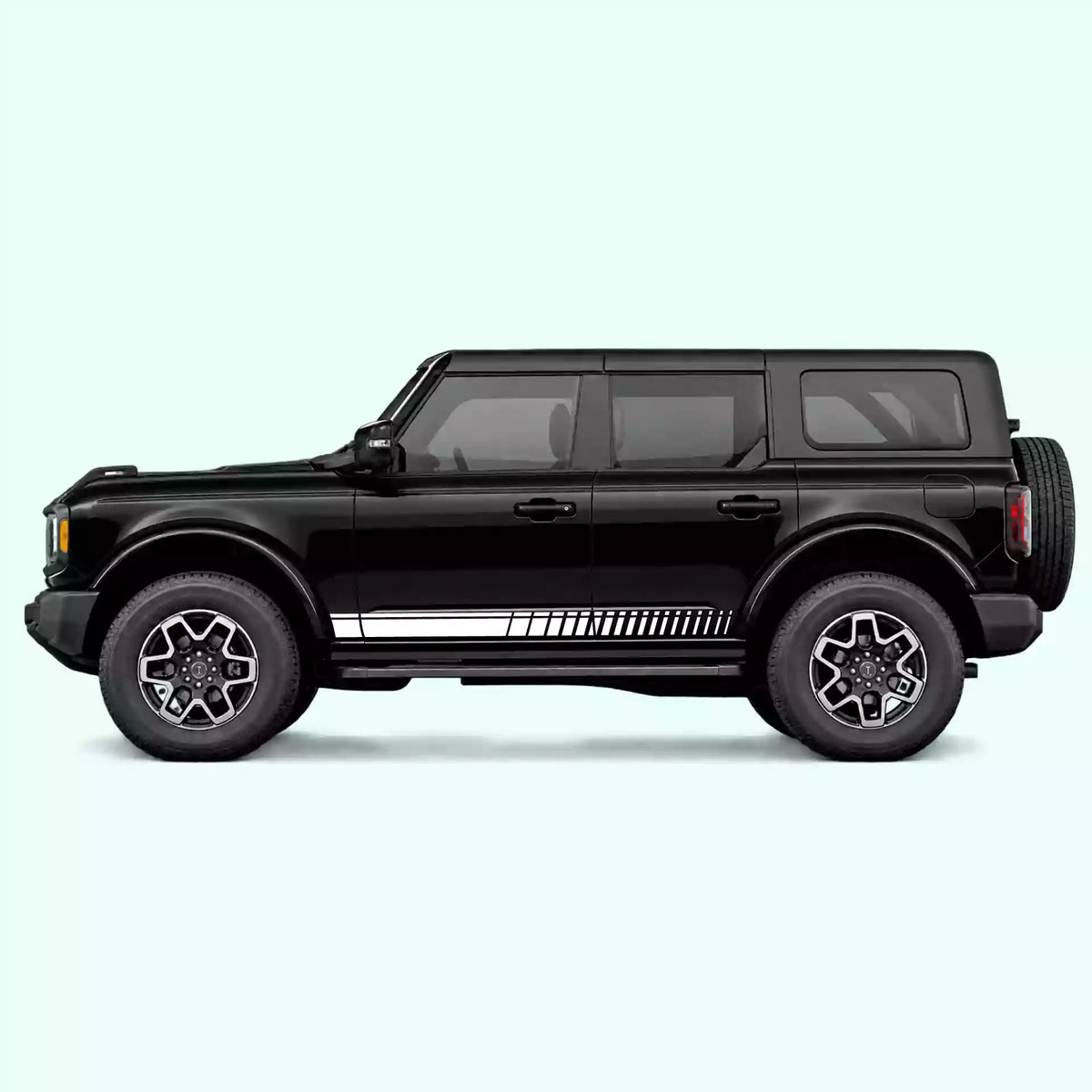 6th Gen Ford Bronco Top Pin Stripe Rocker Vinyl Graphics Kit White