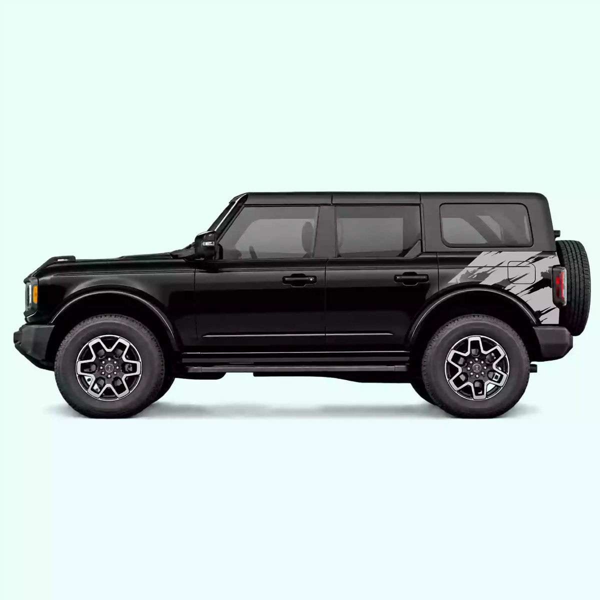 6th Gen Ford Bronco Torn Side Decals Vinyl Graphics Kit Gray