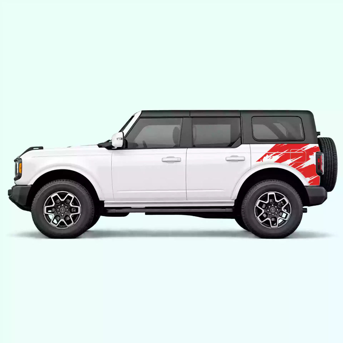 6th Gen Ford Bronco Torn Side Decals Vinyl Graphics Kit Red