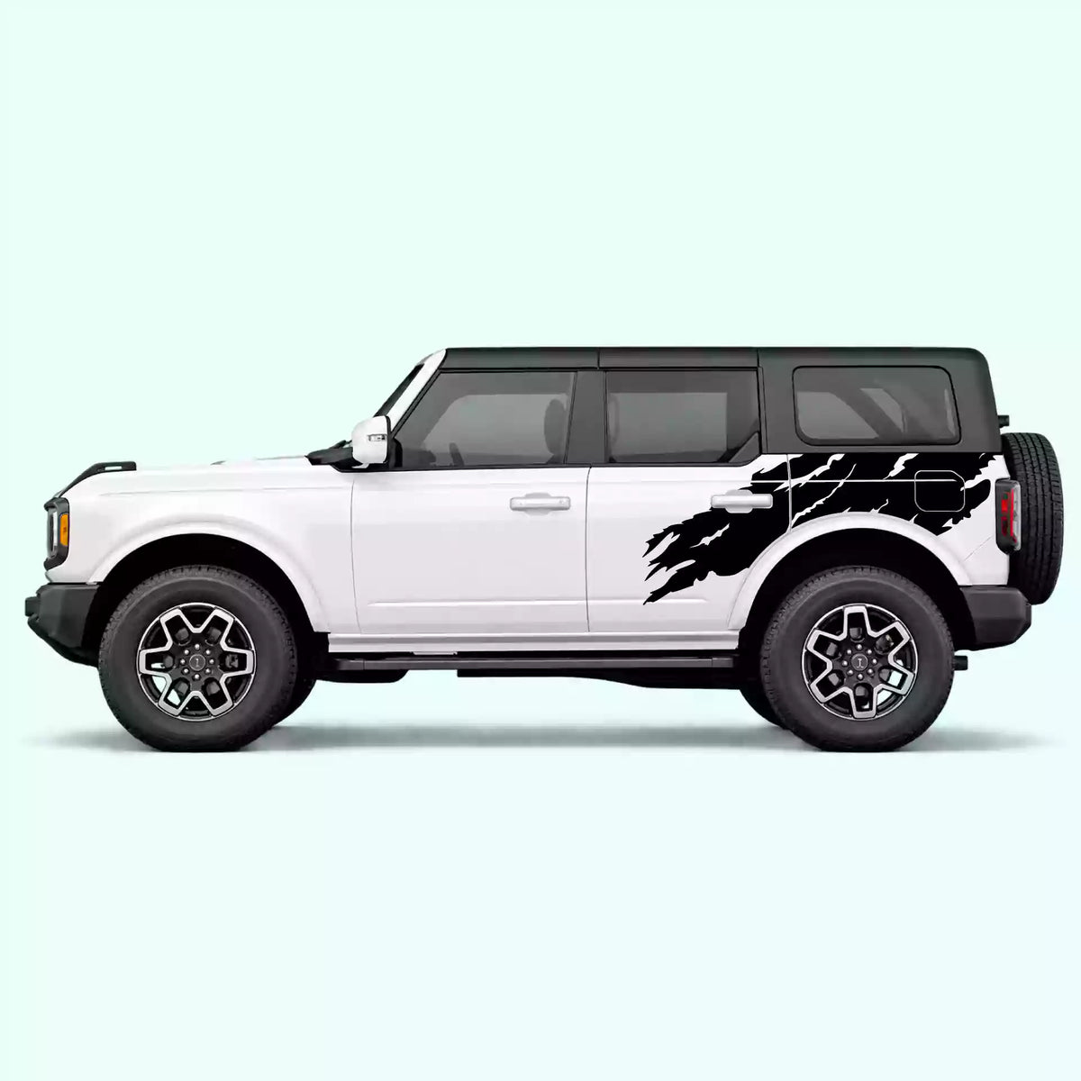 6th Gen Ford Bronco Torn Off Road Side Decals Vinyl Graphics Kit Black
