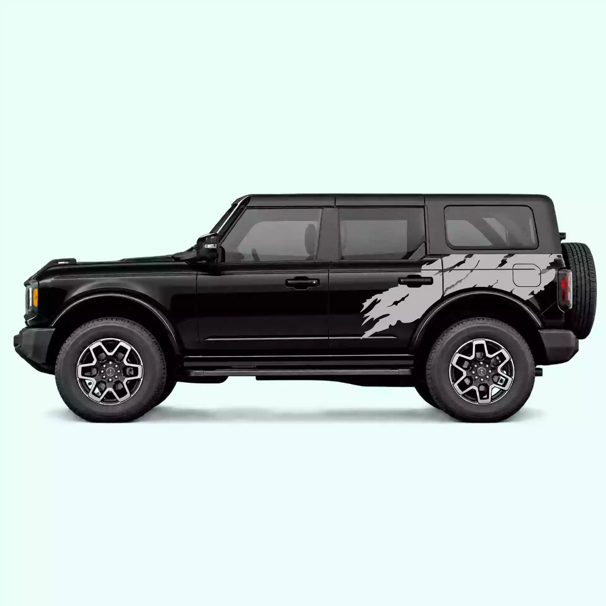 6th Gen Ford Bronco Torn Off Road Side Decals Vinyl Graphics Kit Gray