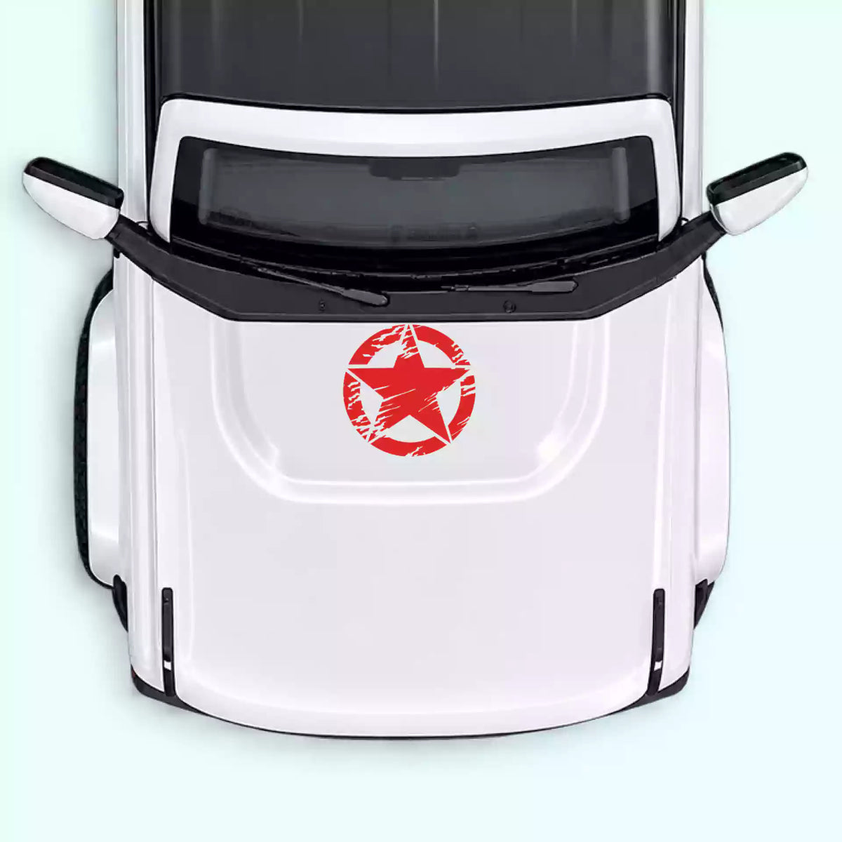6th Gen Ford Bronco Torn Star Hood Decal Vinyl Graphics Kit Red
