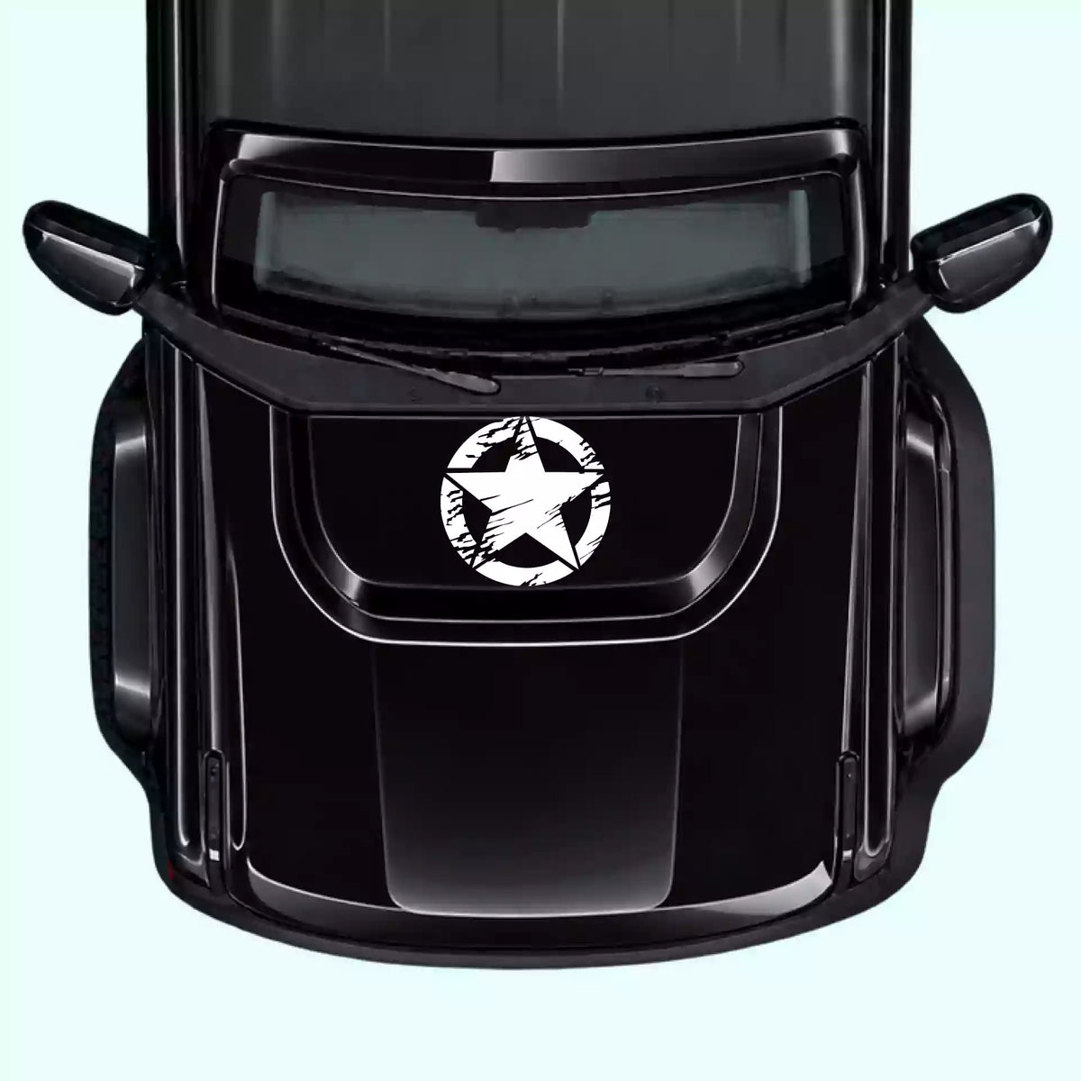 6th Gen Ford Bronco Torn Star Hood Decal Vinyl Graphics Kit White