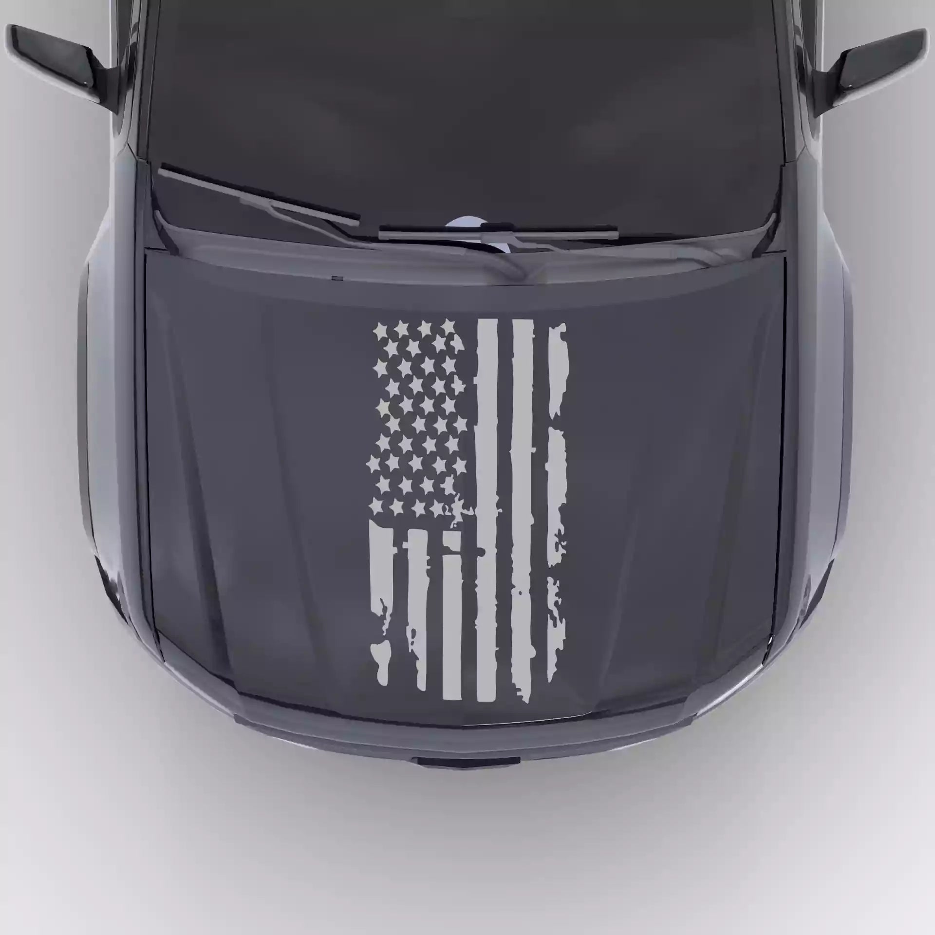 2016-2022 Chevrolet Colorado Shred American Flag Hood Decals Vinyl Graphics Kit Gray