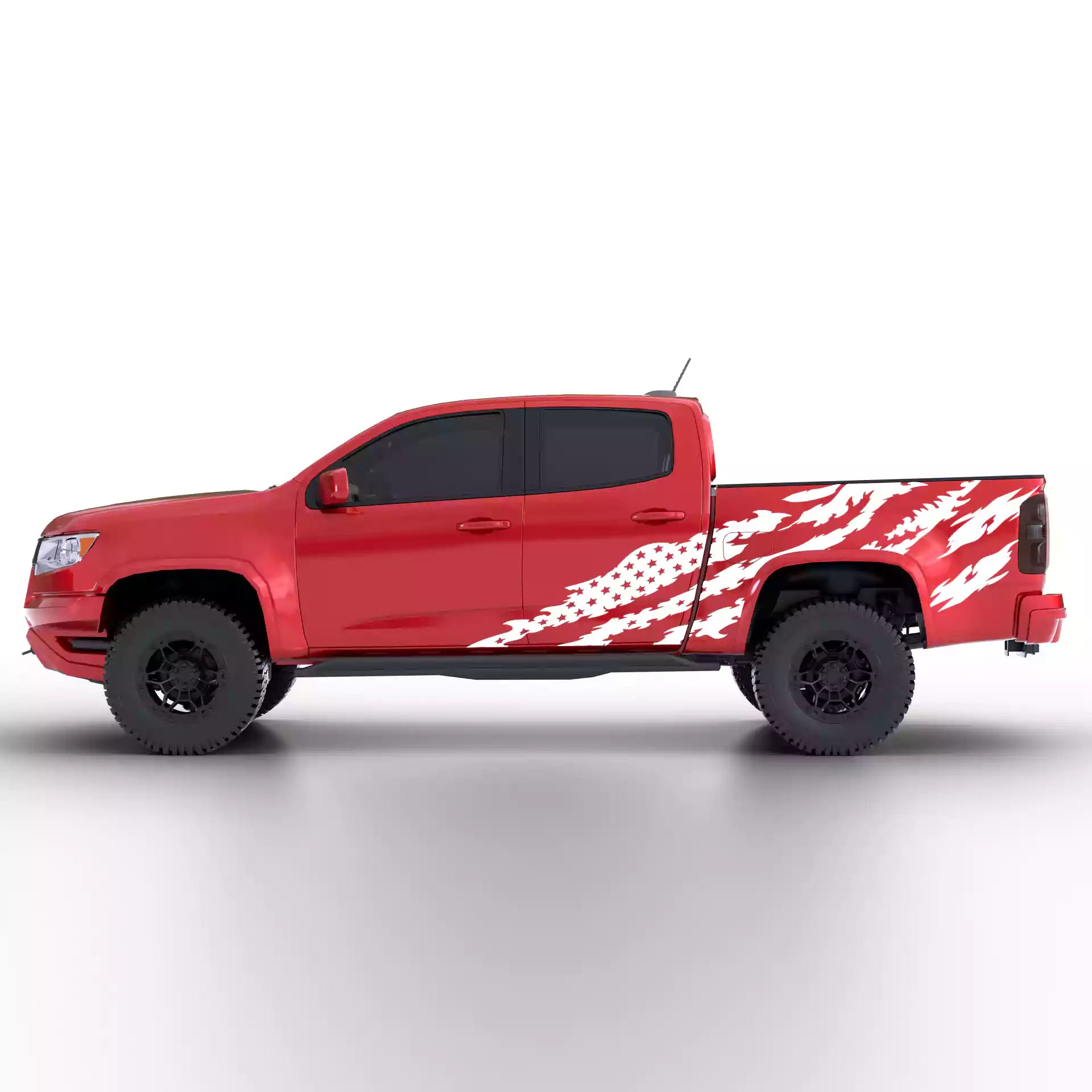 2015-2022 Chevrolet Colorado American Flag Side Decals Vinyl Graphics Kit White