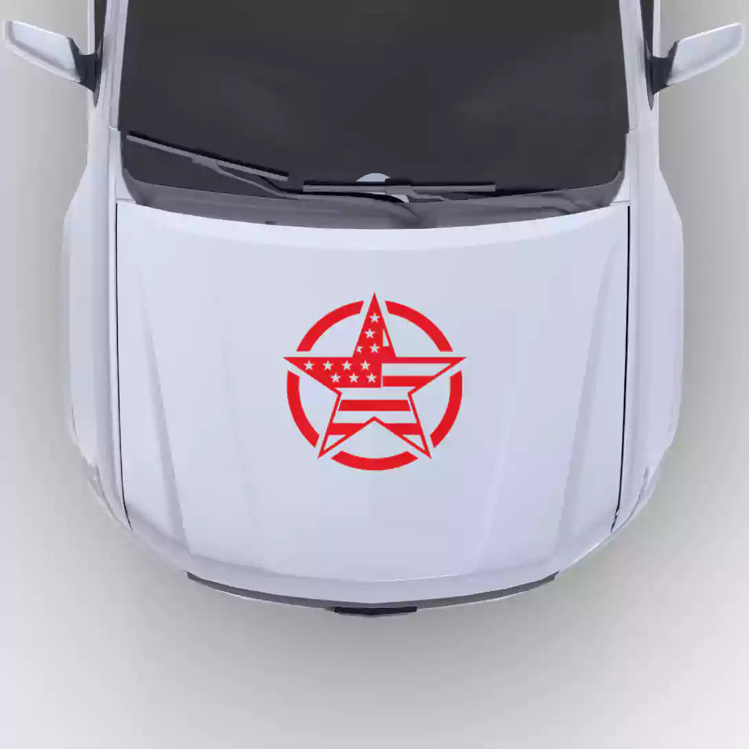 2016-2022 Chevrolet Colorado Army Star Hood Decal Vinyl Graphics Kit Red