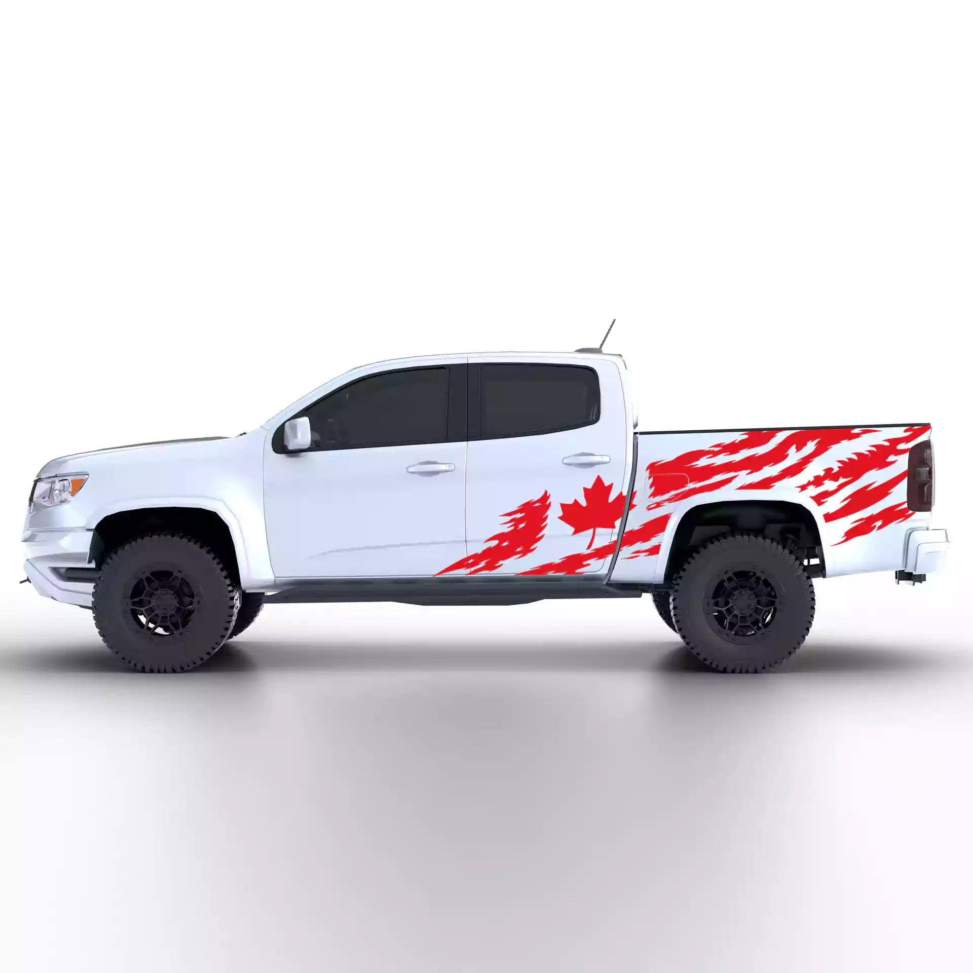 2015-2022 Chevrolet Colorado Canada Flag Side Decals Vinyl Graphics Kit Red