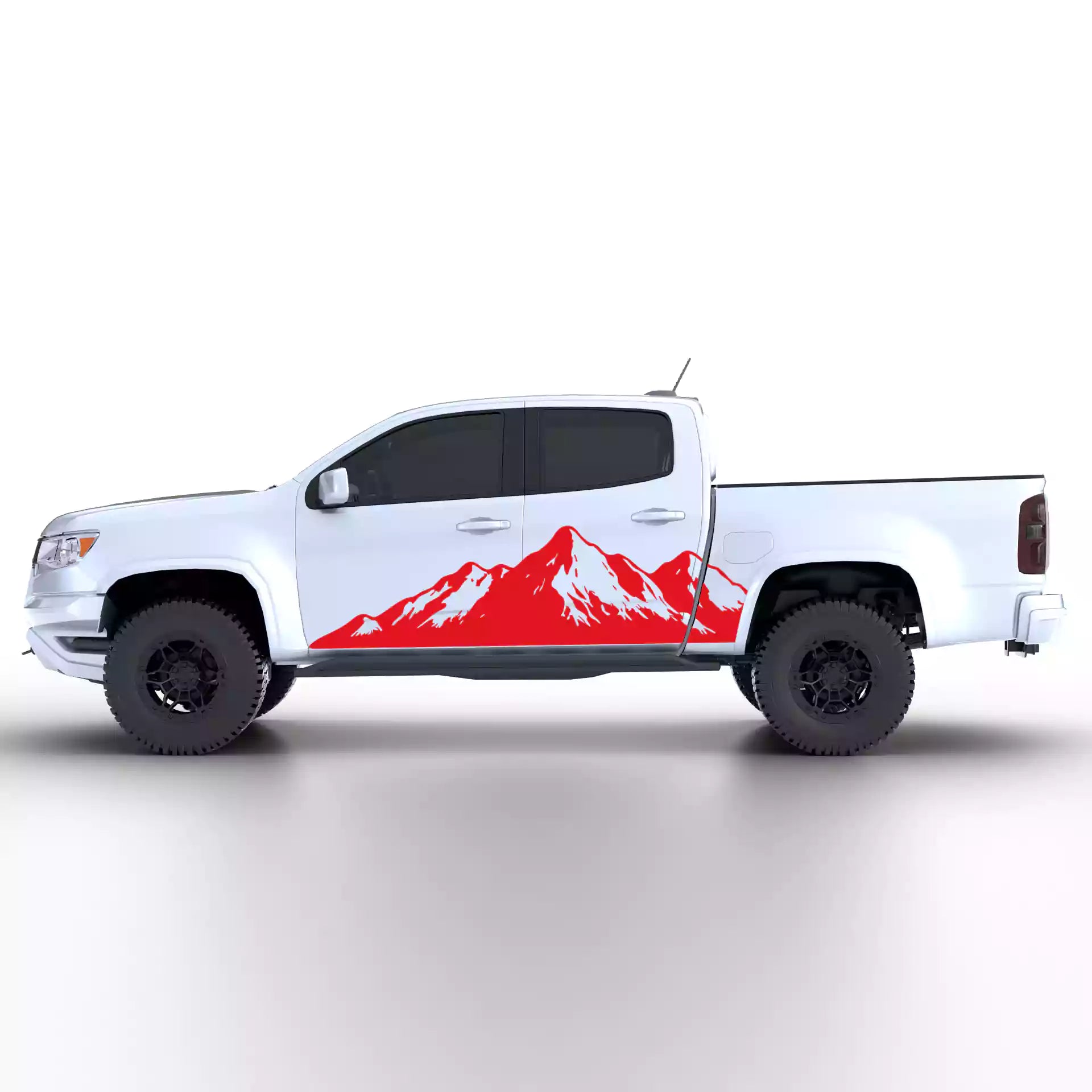 2015-2022 Chevrolet Colorado Mountain Range Side Decals Vinyl Graphics Kit Red