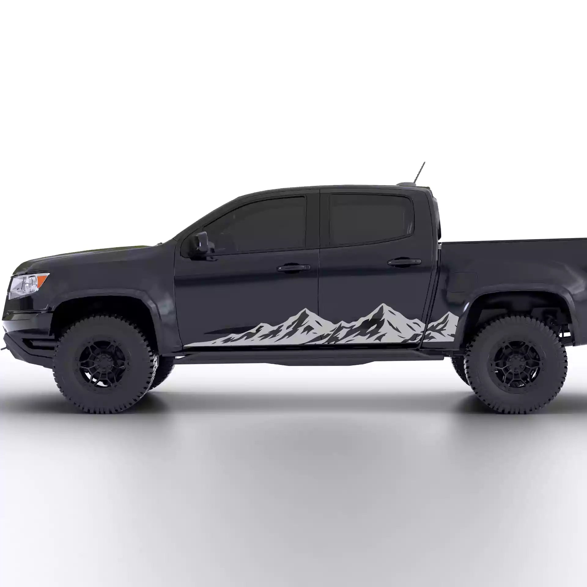 2015-2022 Chevrolet Colorado Peak Mountain Rocker Stripes Vinyl Graphics Kit Gray