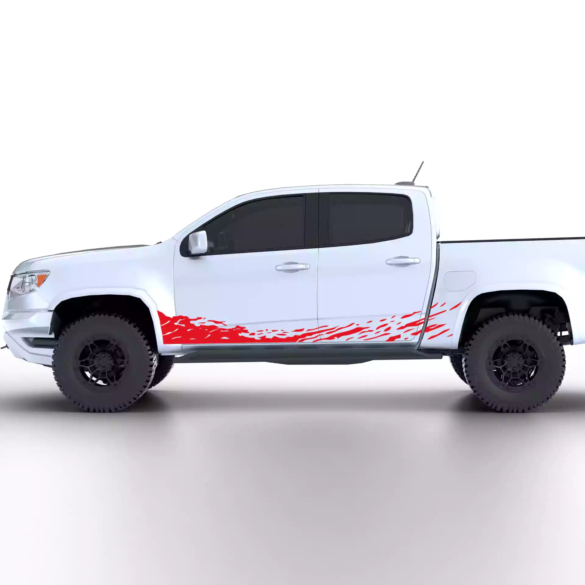2015-2022 Chevrolet Colorado Mud Splash Rocker Stripes Vinyl Graphics Kit Red