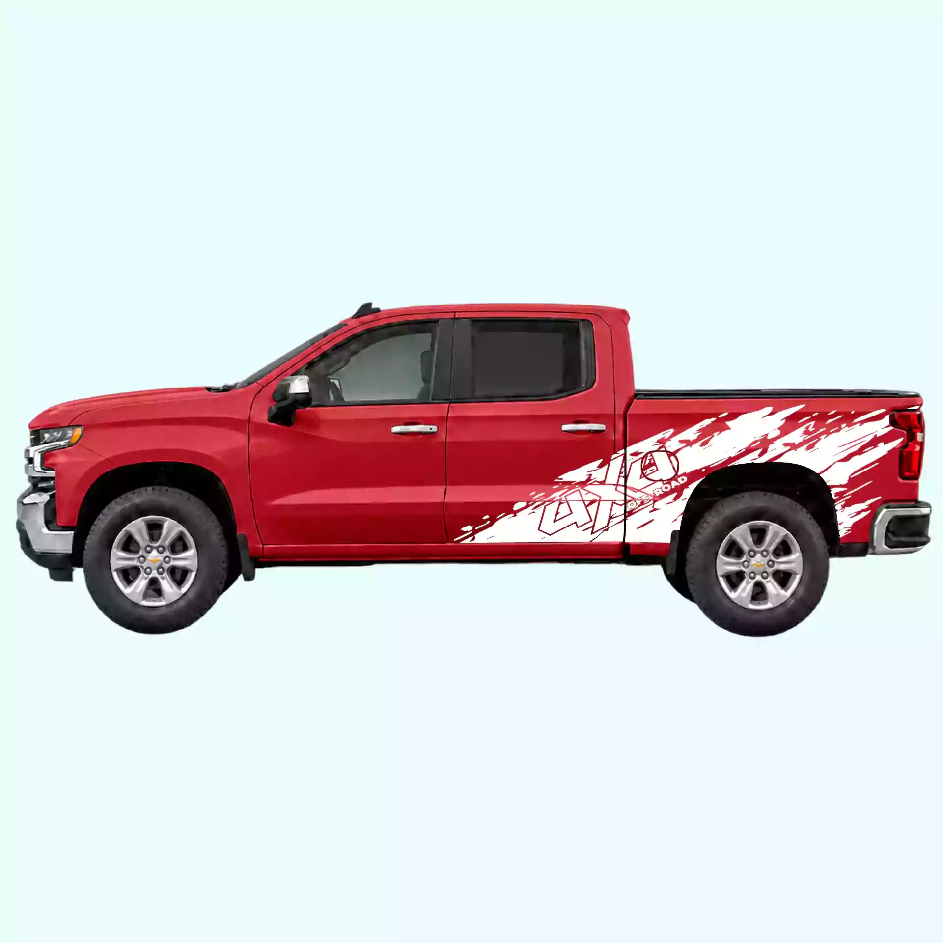 2019-present Chevrolet Silverado 4x4 Mud Splash Side Decals Vinyl Graphics Kit White
