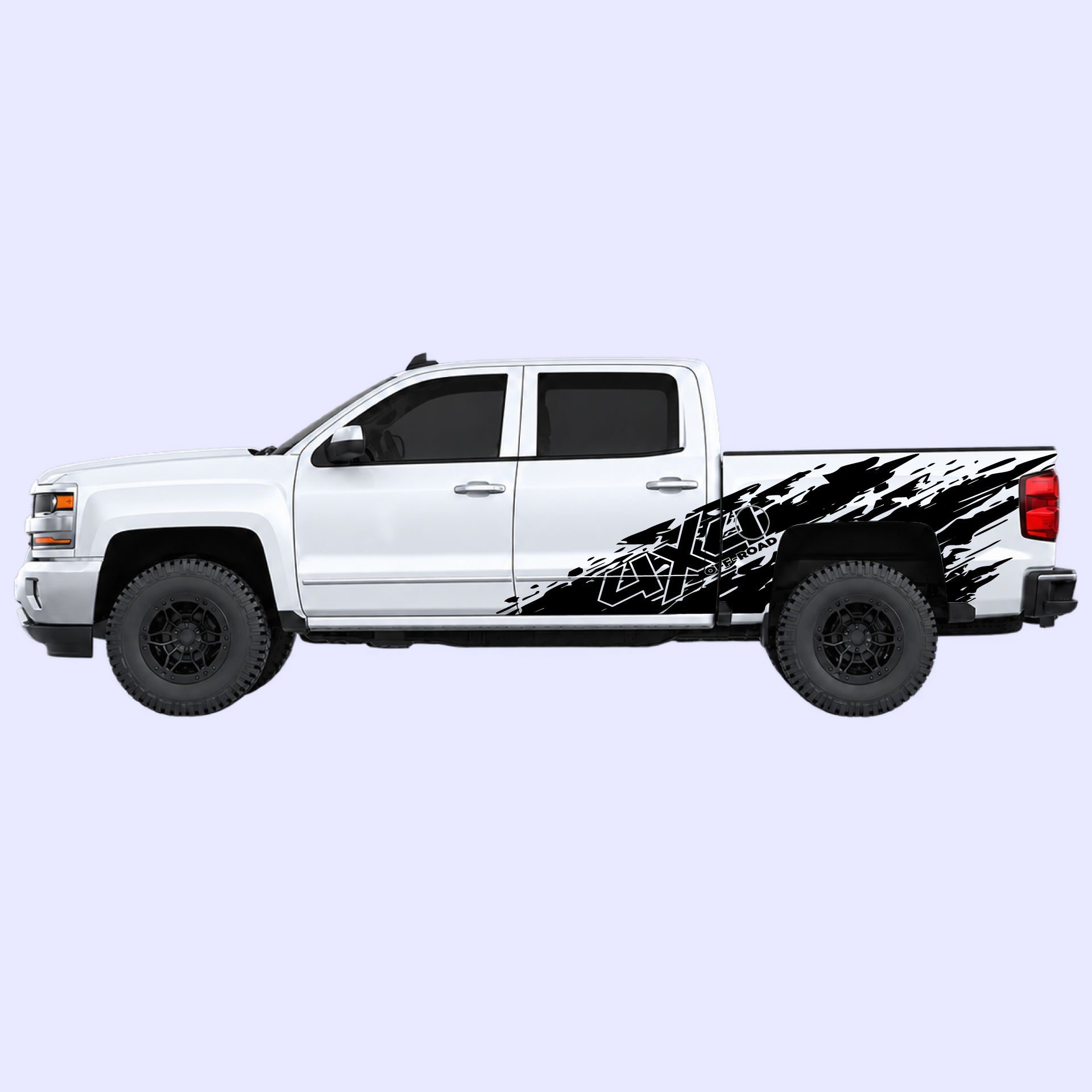 2014-2019 Chevrolet Silverado 4x4 Mud Splash Side Decals Vinyl Graphics Kit Black