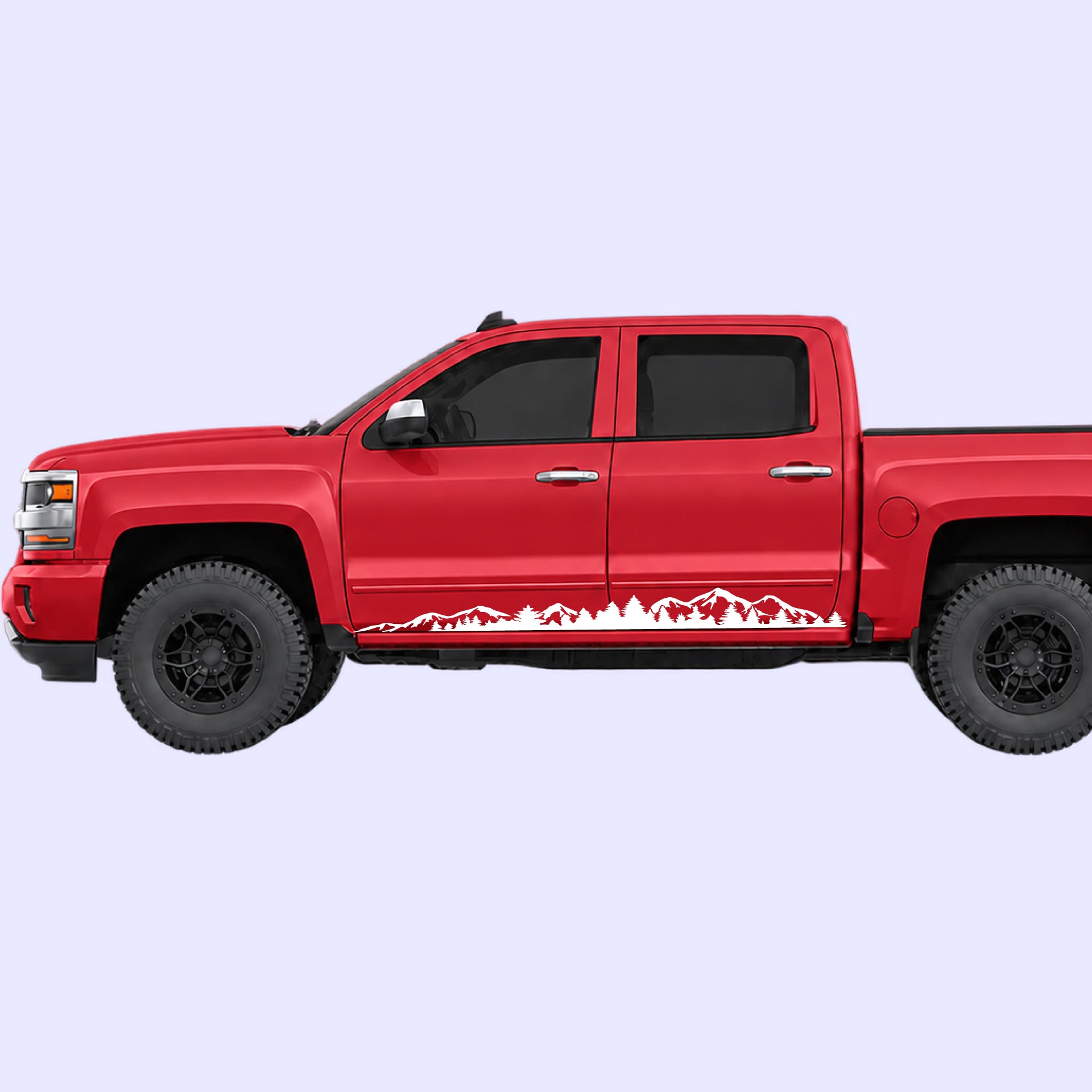 2014-2019 Chevrolet Silverado Adventure Side Stripes Vinyl Graphics Kit White