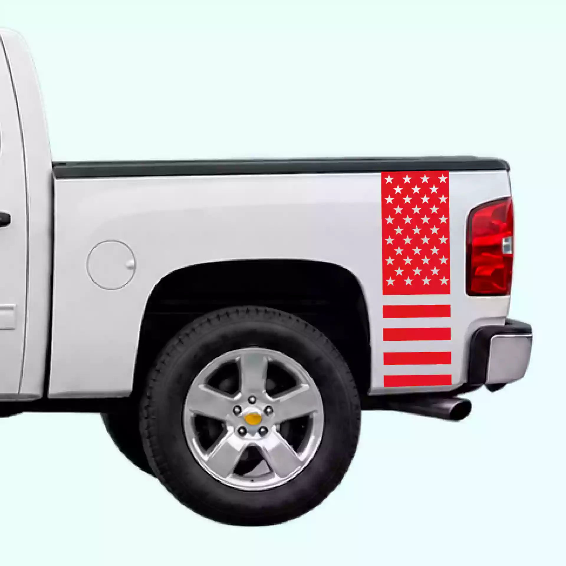 2007-2013 Chevrolet Silverado American Flag Bed Side Stripes Vinyl Graphics Kit Red