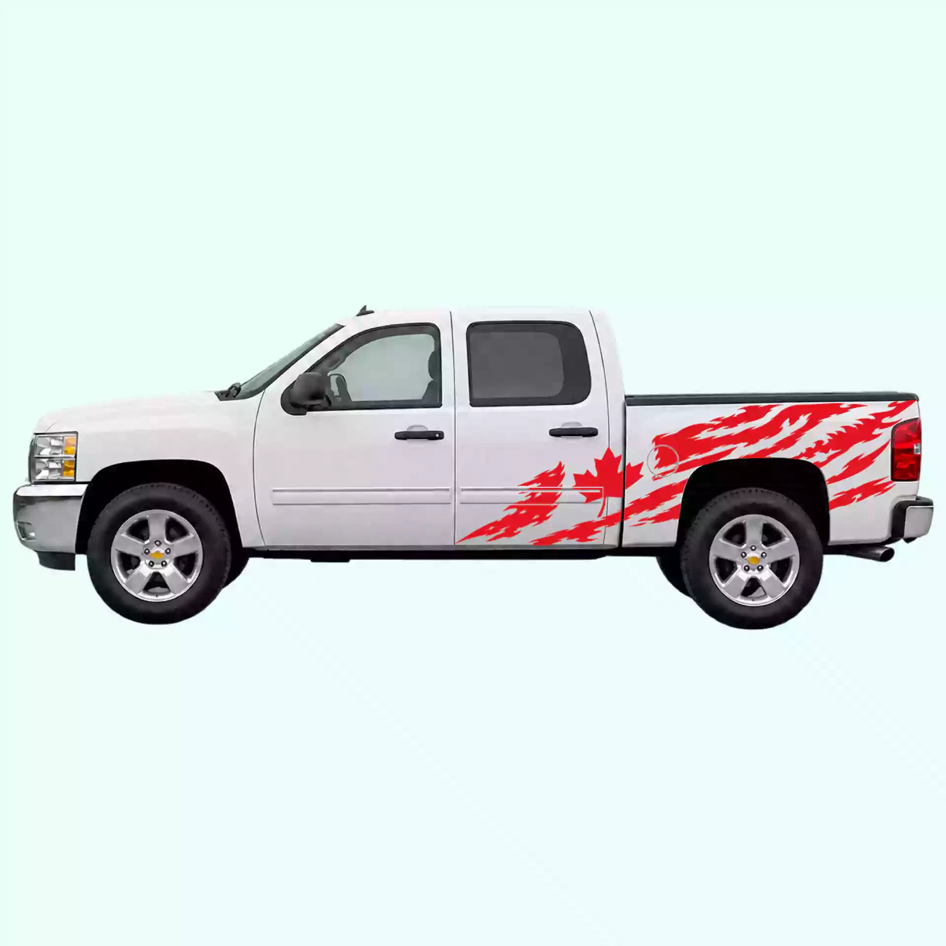 2007-2013 Chevrolet Silverado Canada Flag Side Decals Vinyl Graphics Kit Red