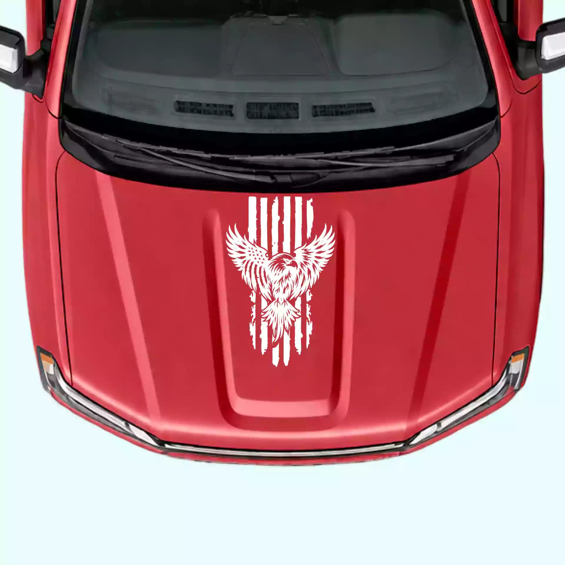 2019-present Chevrolet Silverado Eagle USA Flag Hood Decals Vinyl Graphics Kit White