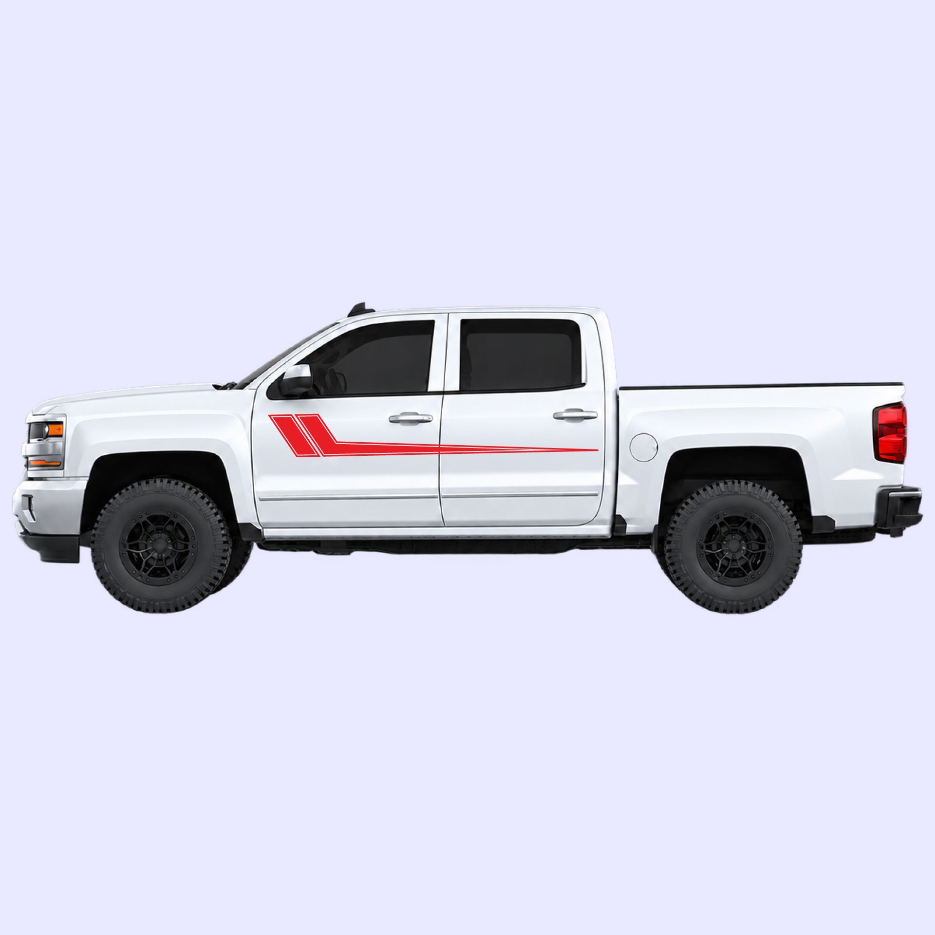 2014-2019 Chevrolet Silverado Hockey Side Stripes Vinyl Graphics Kit Red