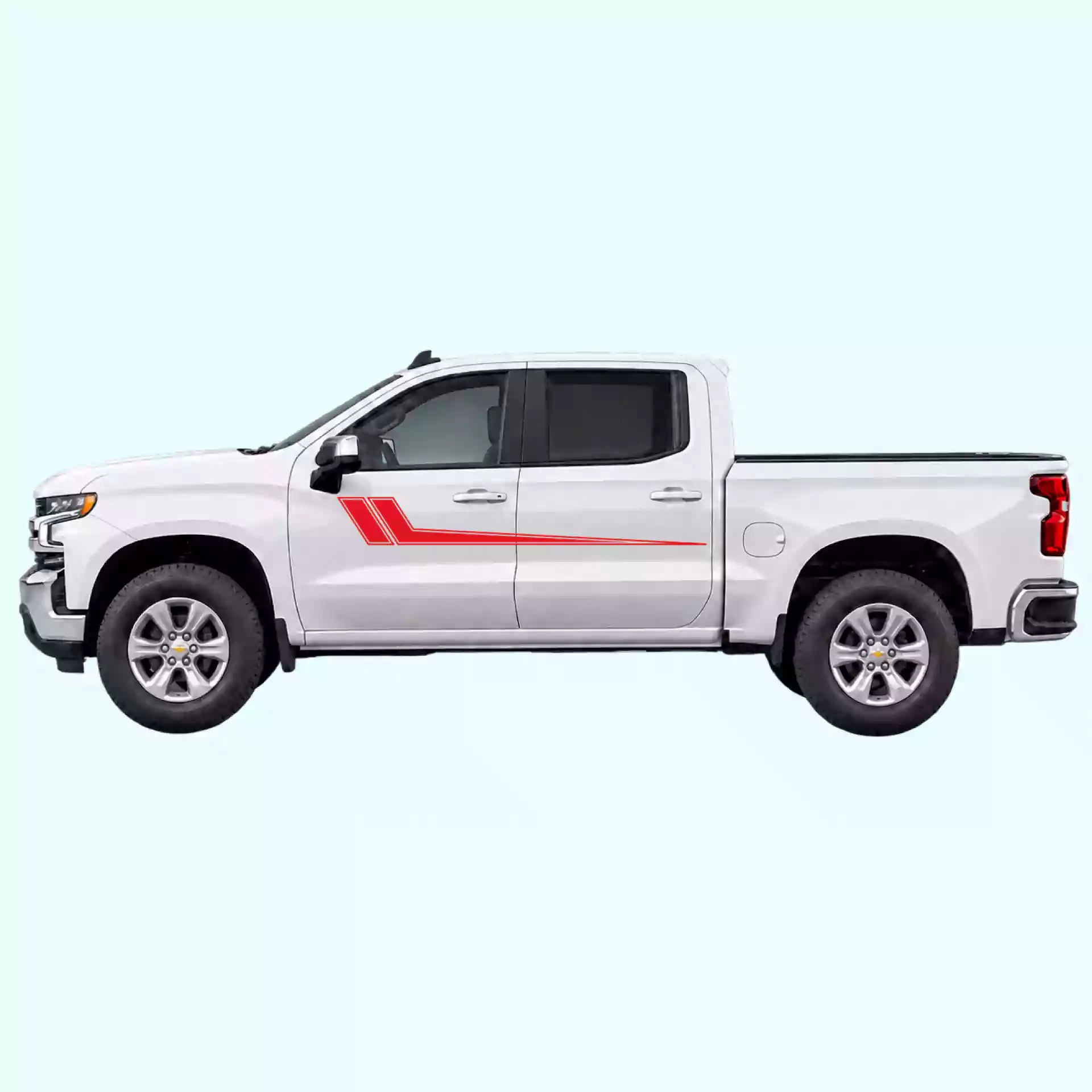 2019-present Chevrolet Silverado Hockey Side Stripes Vinyl Graphics Kit Red