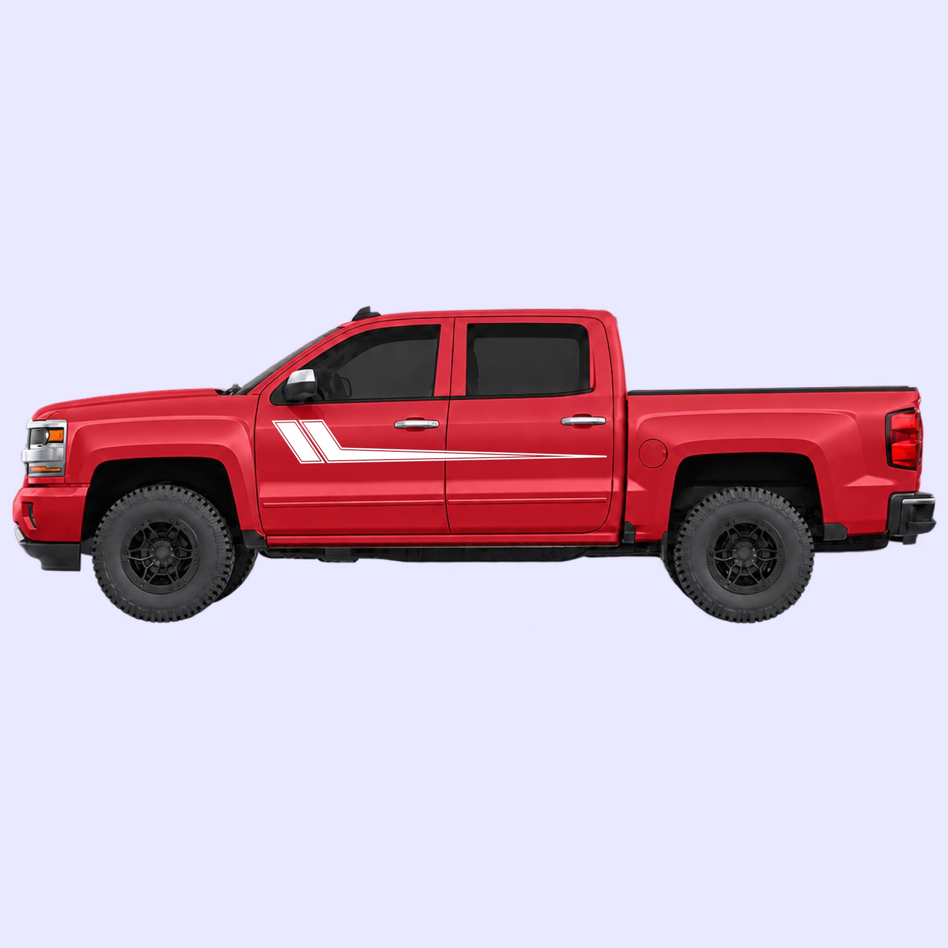 2014-2019 Chevrolet Silverado Hockey Side Stripes Vinyl Graphics Kit White
