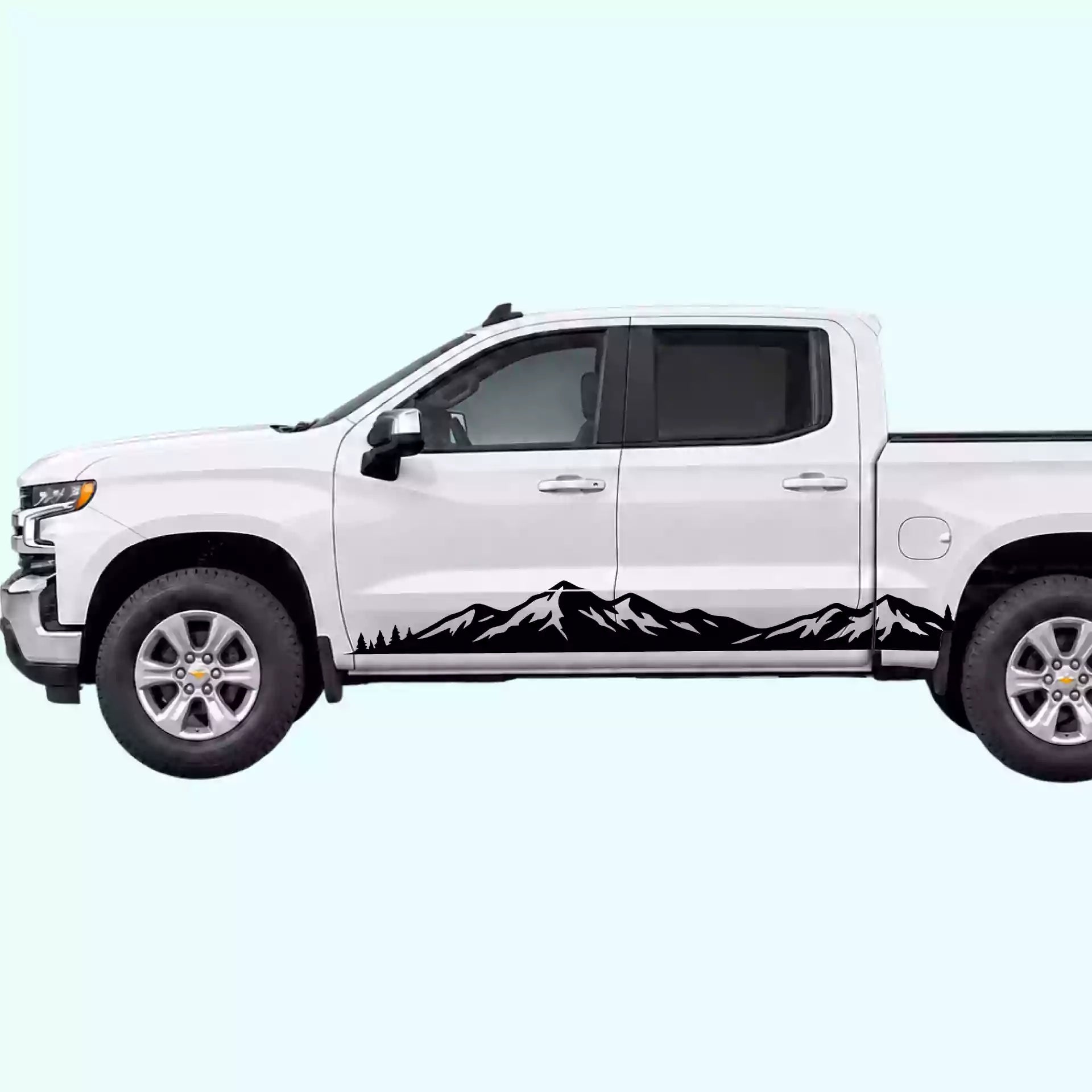 2019-present Chevrolet Silverado Mountain Range Rocker Stripes Vinyl Graphics Kit Black