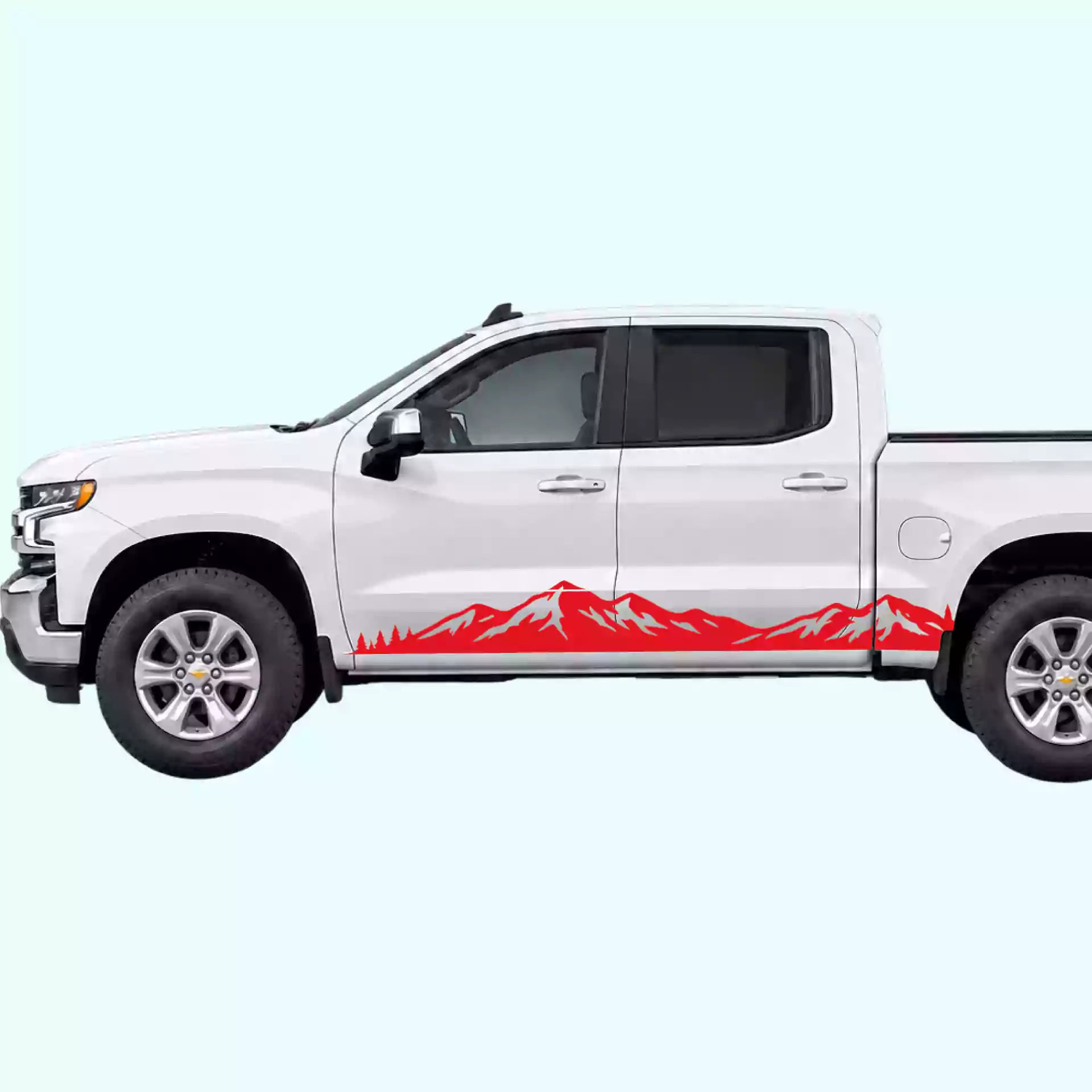 2019-present Chevrolet Silverado Mountain Range Rocker Stripes Vinyl Graphics Kit Red