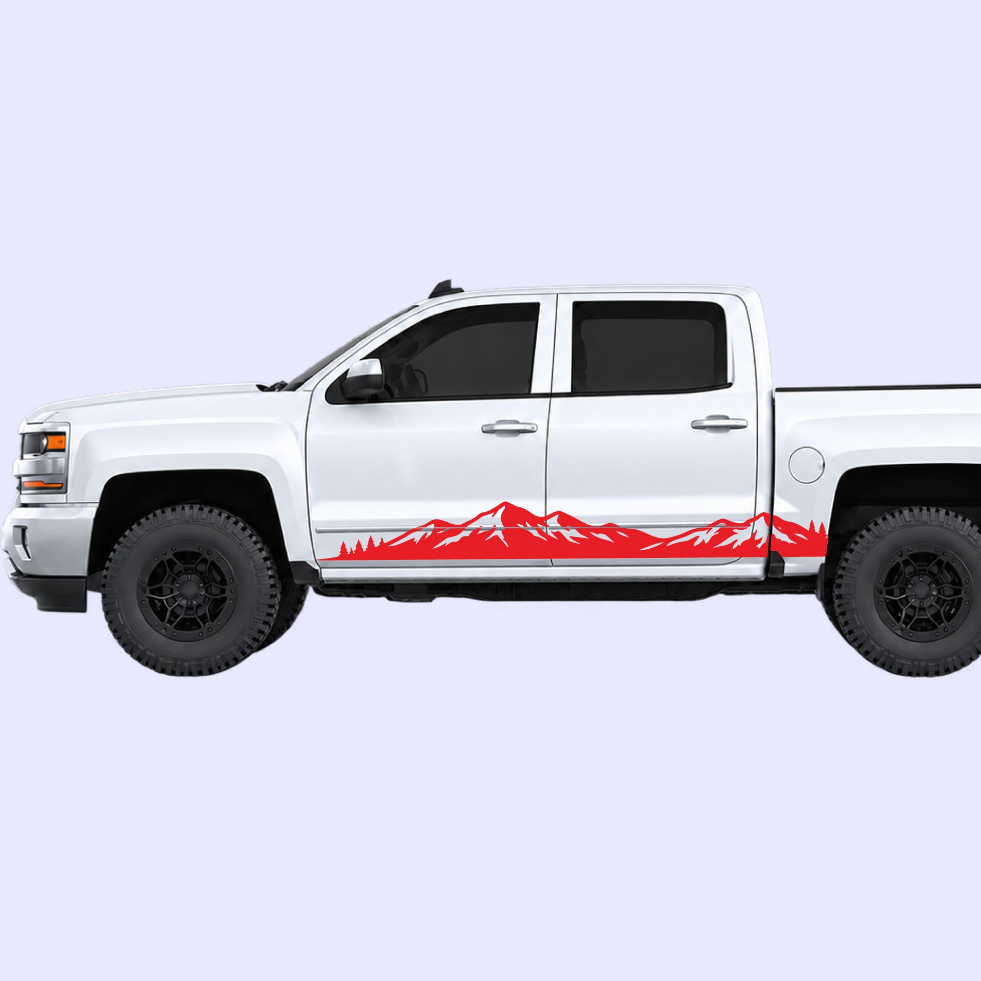 2014-2019 Chevrolet Silverado Mountain Range Rocker Stripes Vinyl Graphics Kit Red