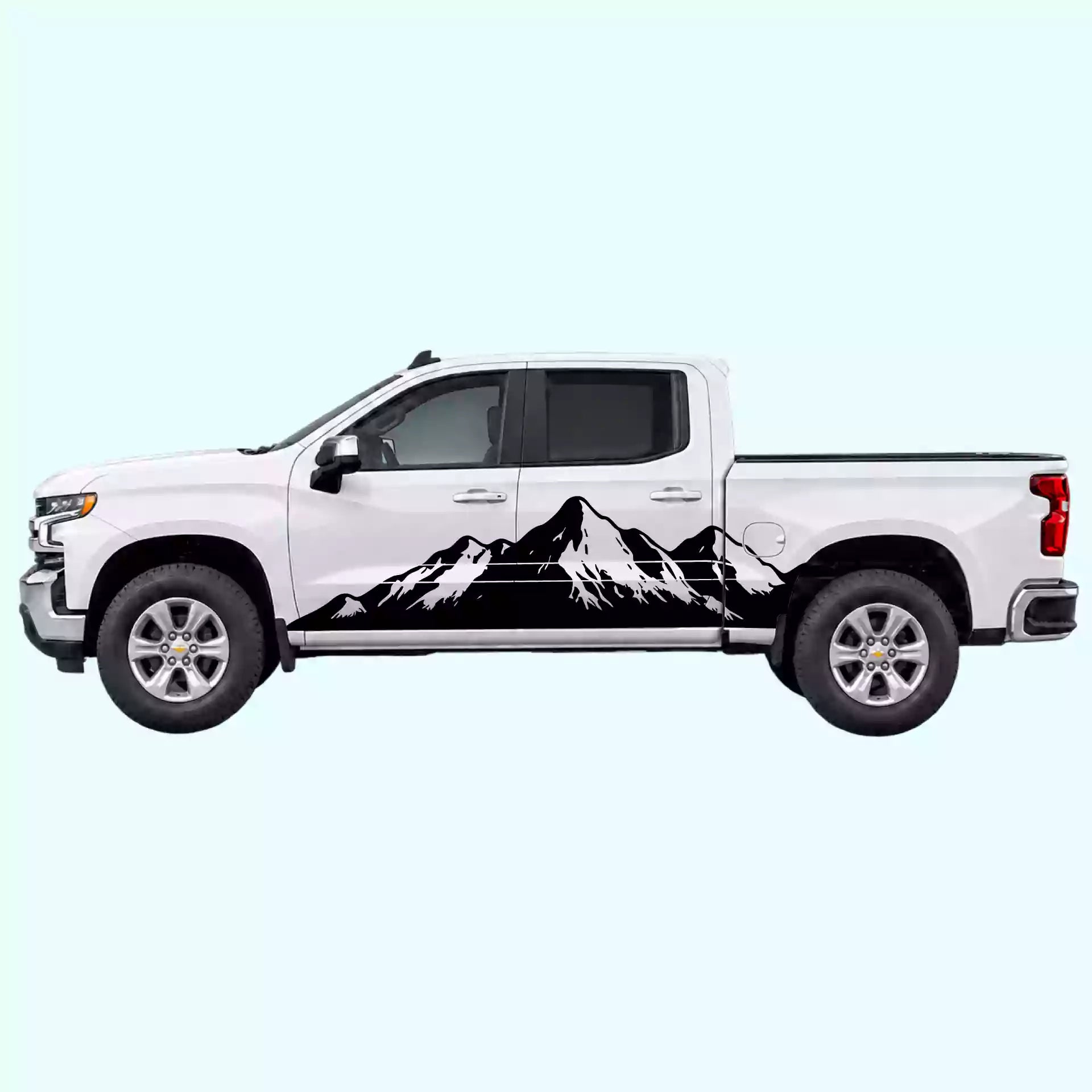 2019-present Chevrolet Silverado Mountain Range Side Decals Vinyl Graphics Kit Black