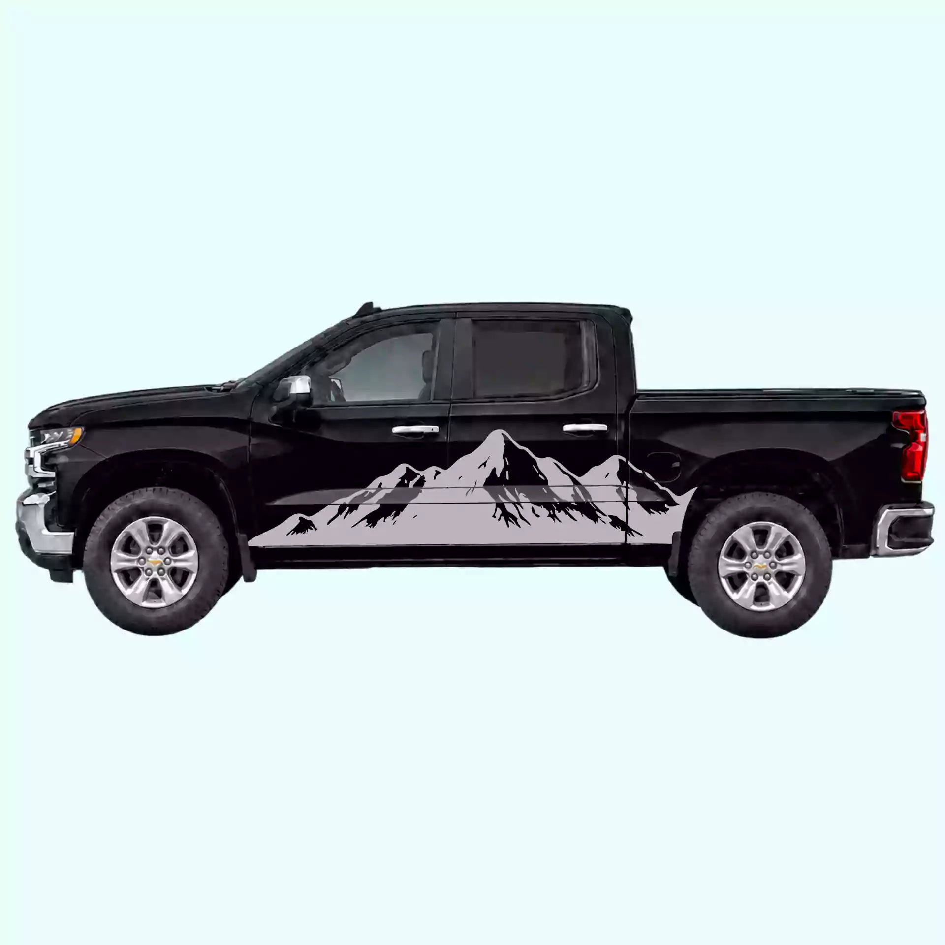 2019-present Chevrolet Silverado Mountain Range Side Decals Vinyl Graphics Kit Gray